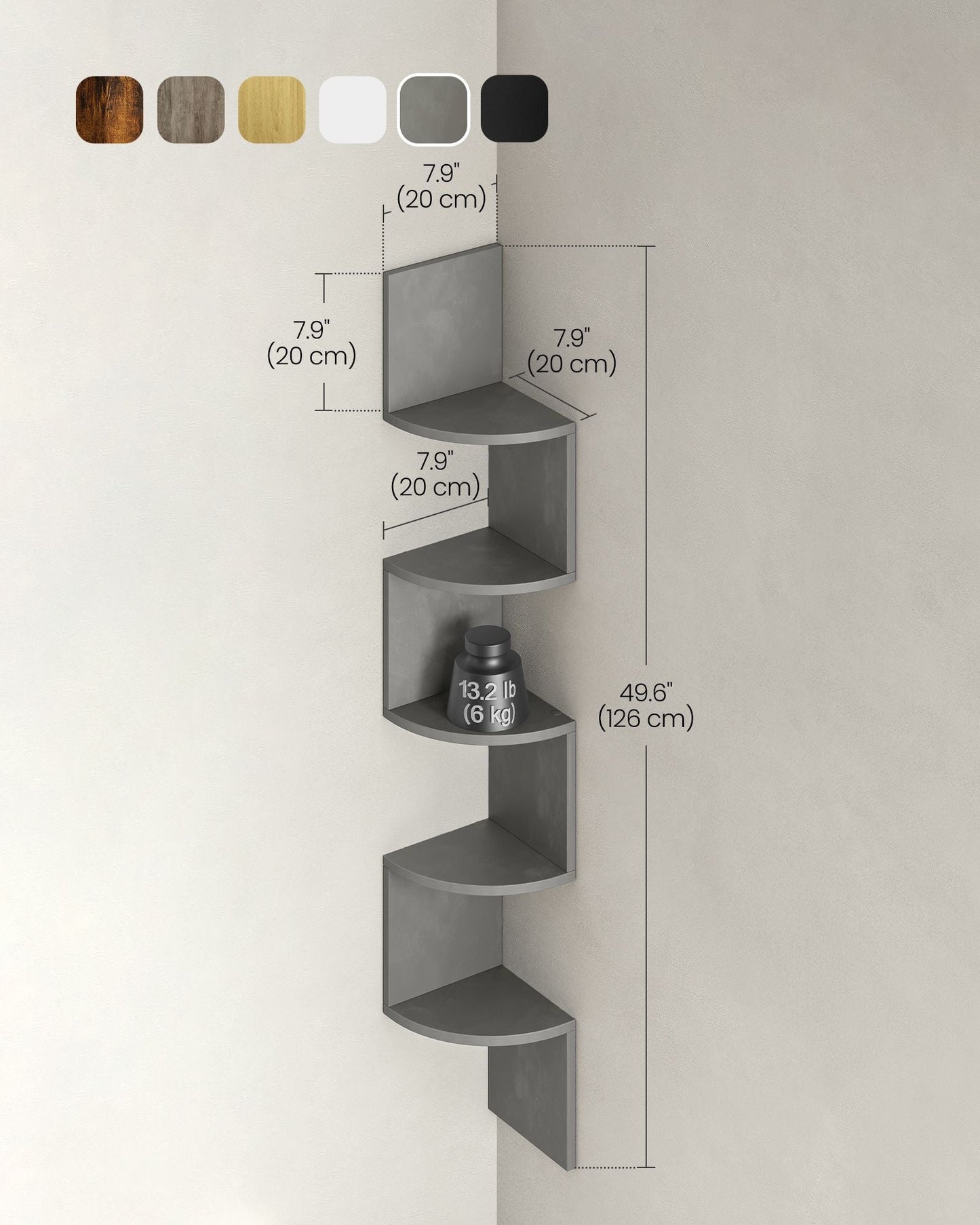 5-Tier Wall-Mounted Corner Shelf