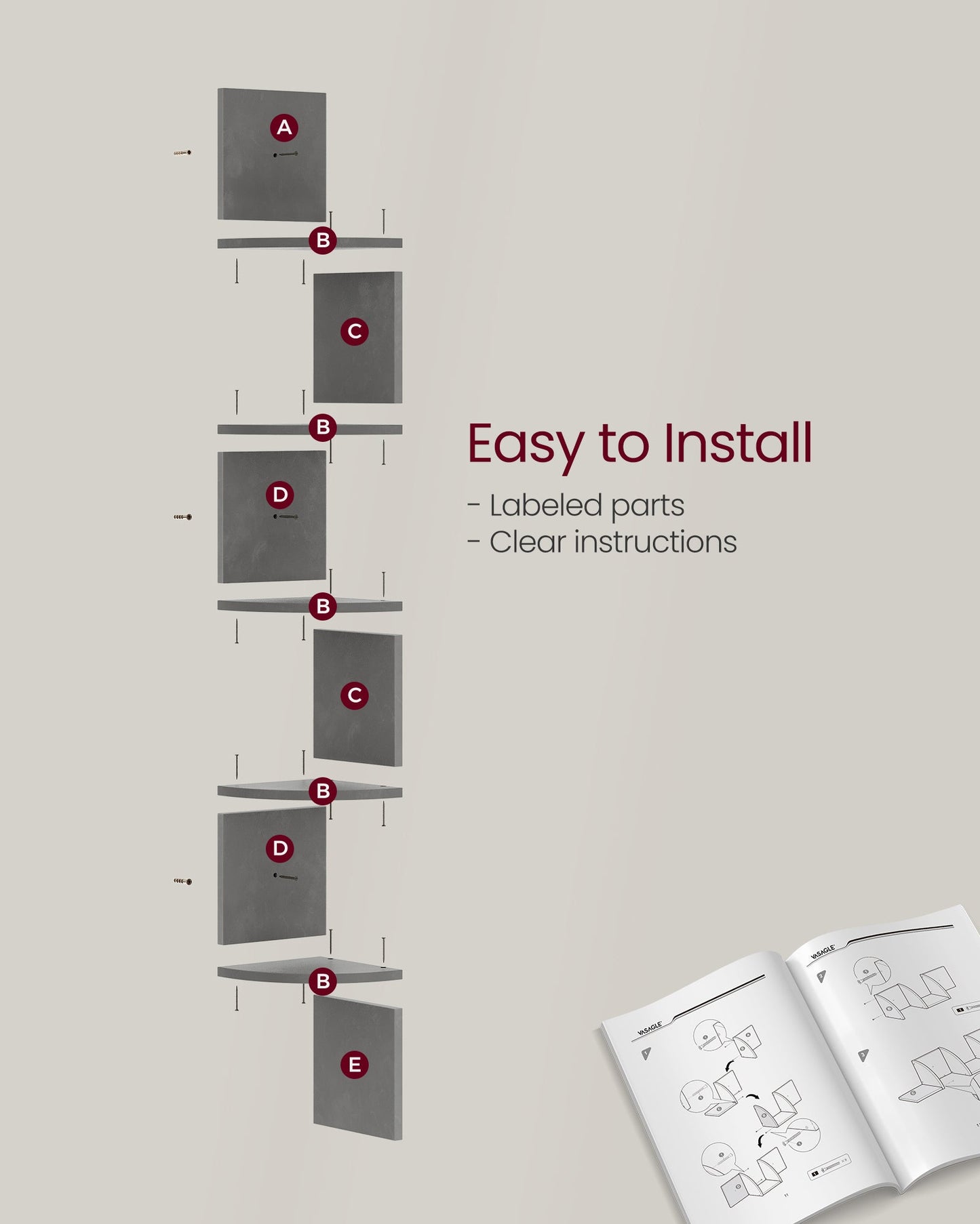 5-Tier Wall-Mounted Corner Shelf