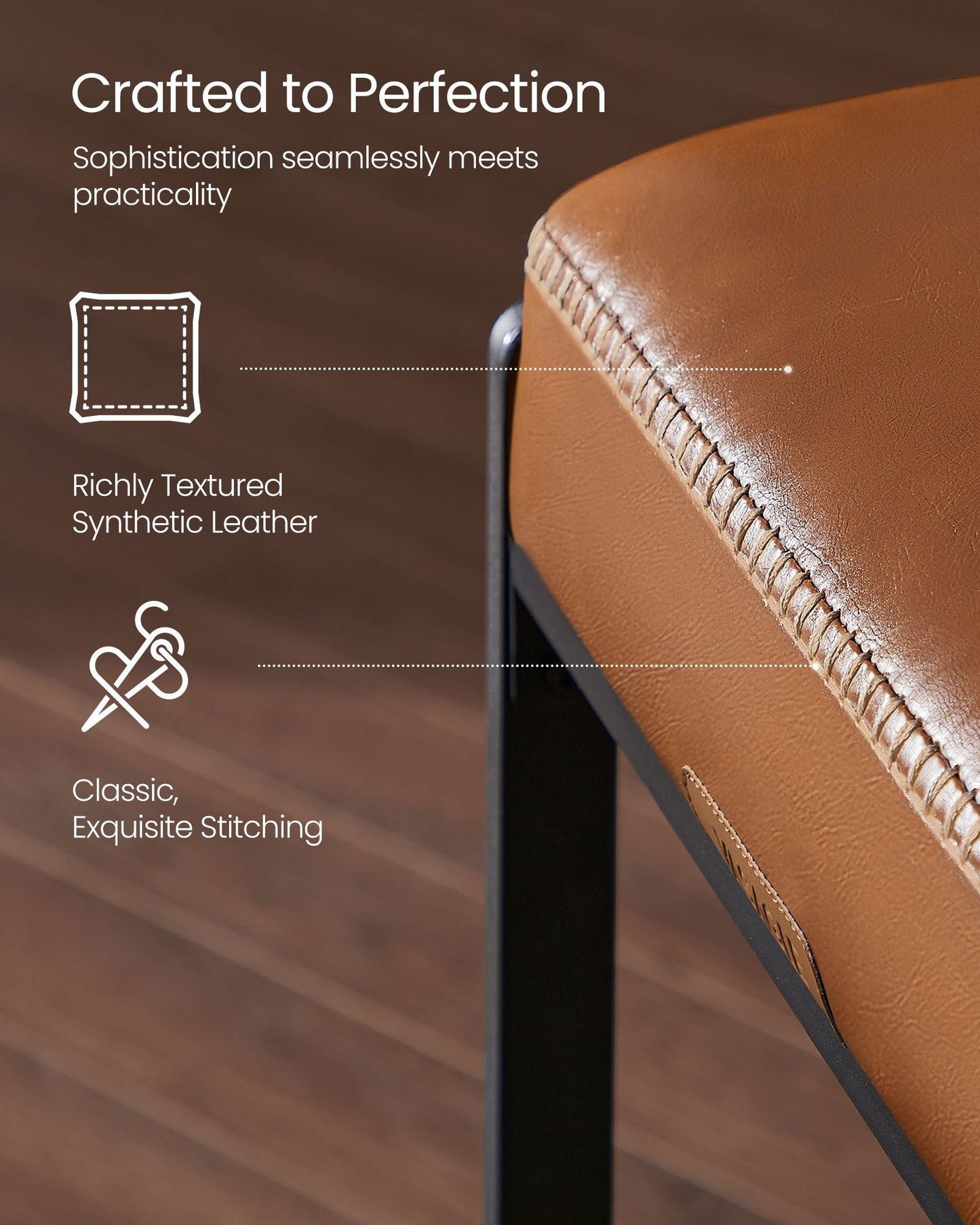 EKHO Collection Bar Stools Set of 4, Counter Height Bar Stools, Caramel Brown