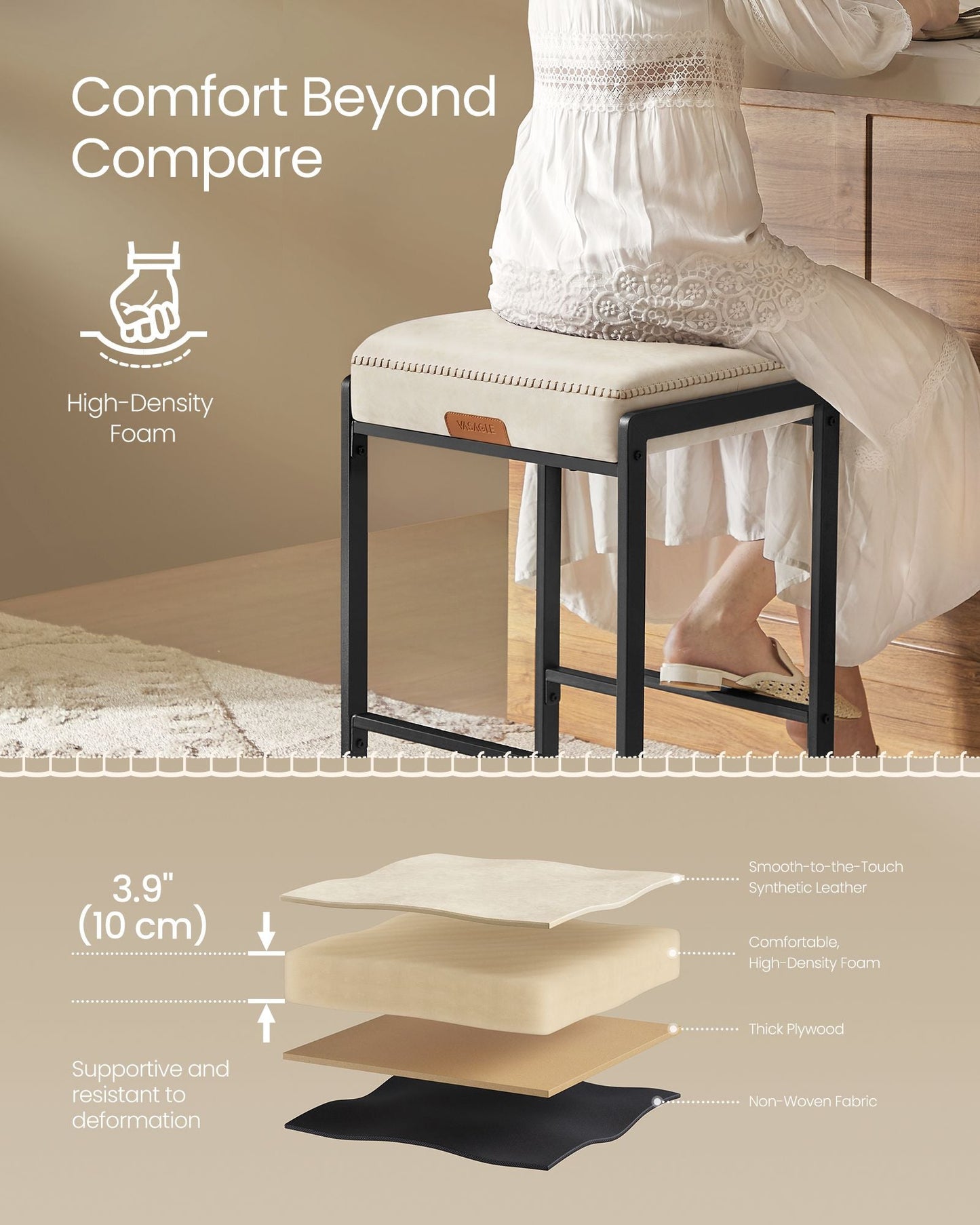 EKHO Collection - Bar Stools Set of 2, Cream White