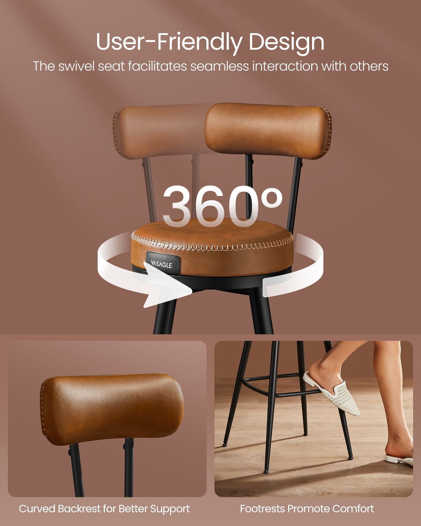 EKHO Collection - Bar Stools Set of 2, 25.6-Inch Tall