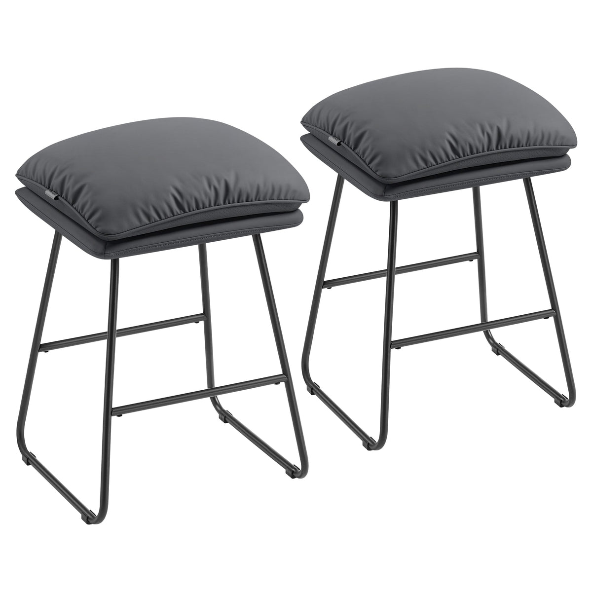 Counter Stools Set of 2 with Soft Cushion and Sled Base Caramel Brown