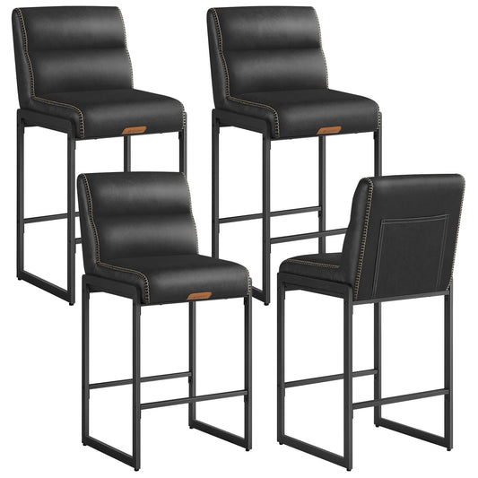 EKHO Collection - Bar Stools Set of 4, Counter Height Stools with Backs, Ink Black