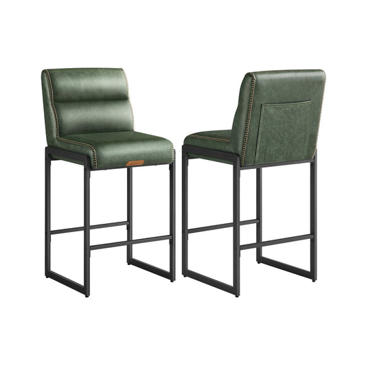 EKHO Collection - Bar Stools Set of 2, Counter Height Stools with Backs, Forest Green