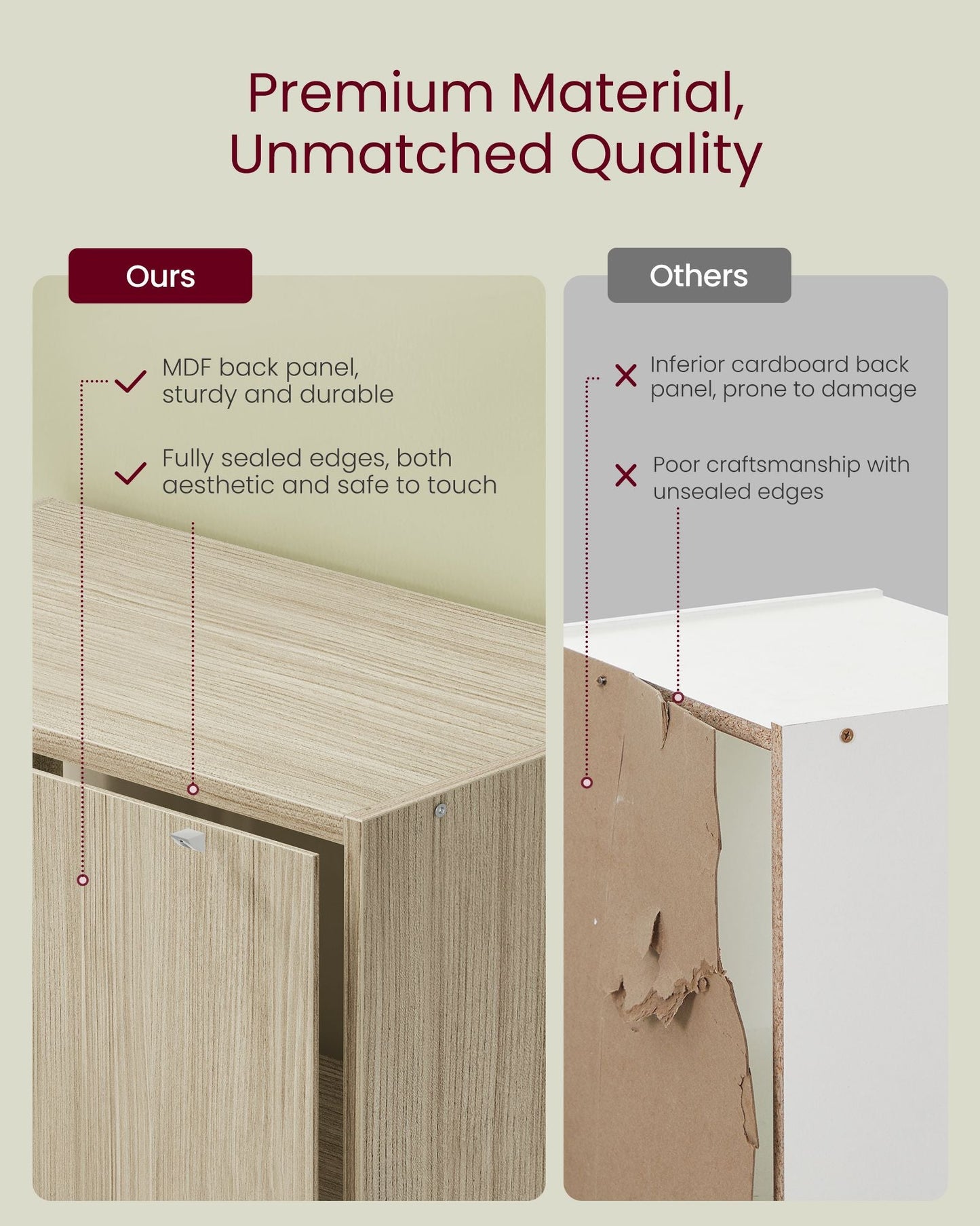 Custos Collection - Bookshelf, 5-Tier Bookcase, Book Shelf, Open Storage Shelf, 9.4 x 23.6 x 52.8 Inches, for Living Room, Home Office, Dinning Room, Natural Beige