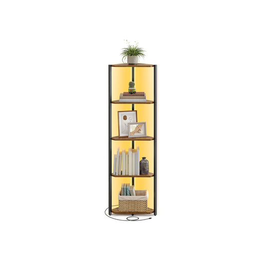 5-Tier Corner Bookshel with LED Lights