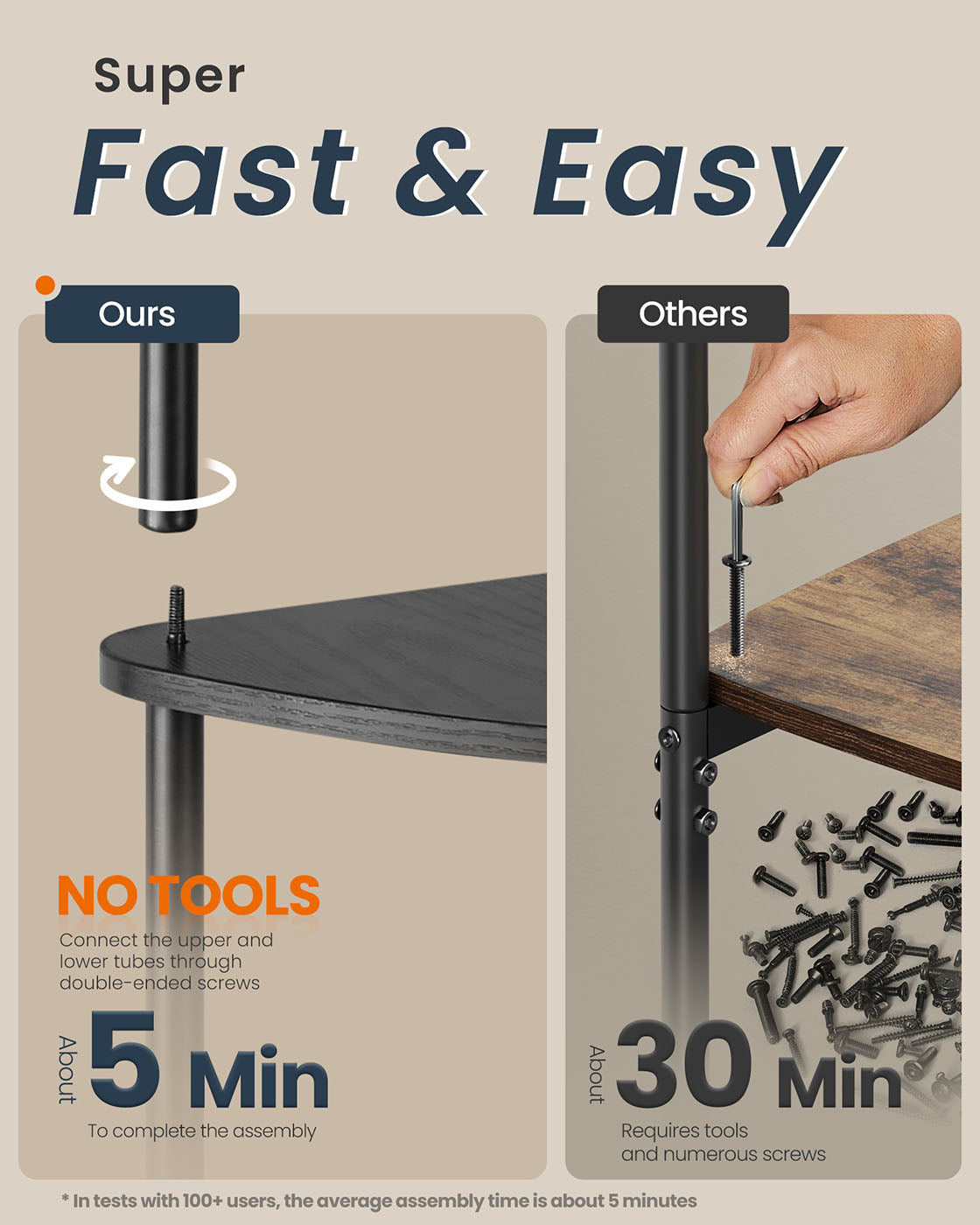 Superfast Toolless Assembly Corner Shelf Stand 3-Tier Ink Black