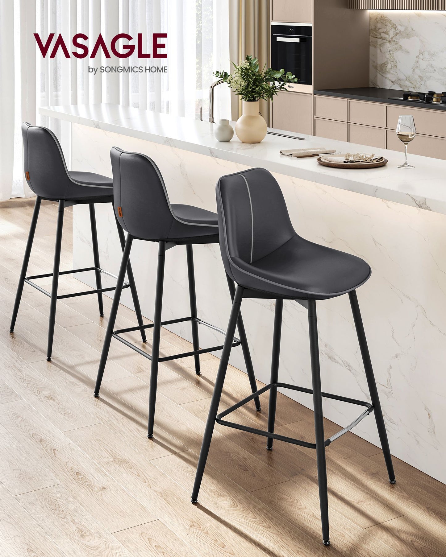 Bar Height Bar Stools with Back Set of 2