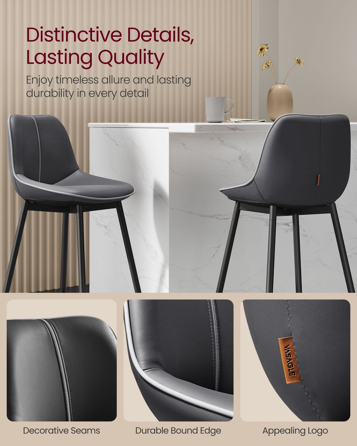 Bar Height Bar Stools with Back Set of 2