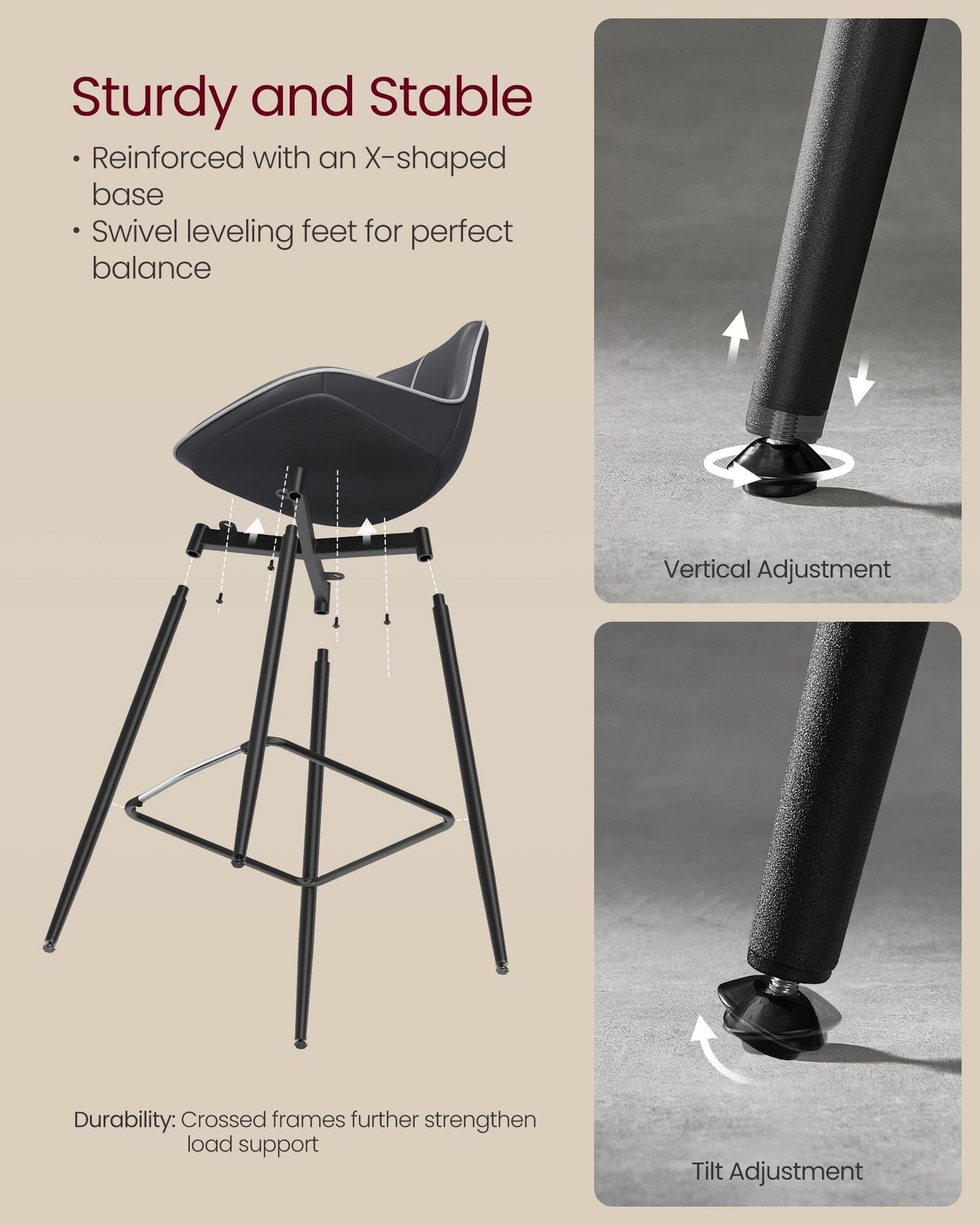 Bar Height Bar Stools with Back Set of 2