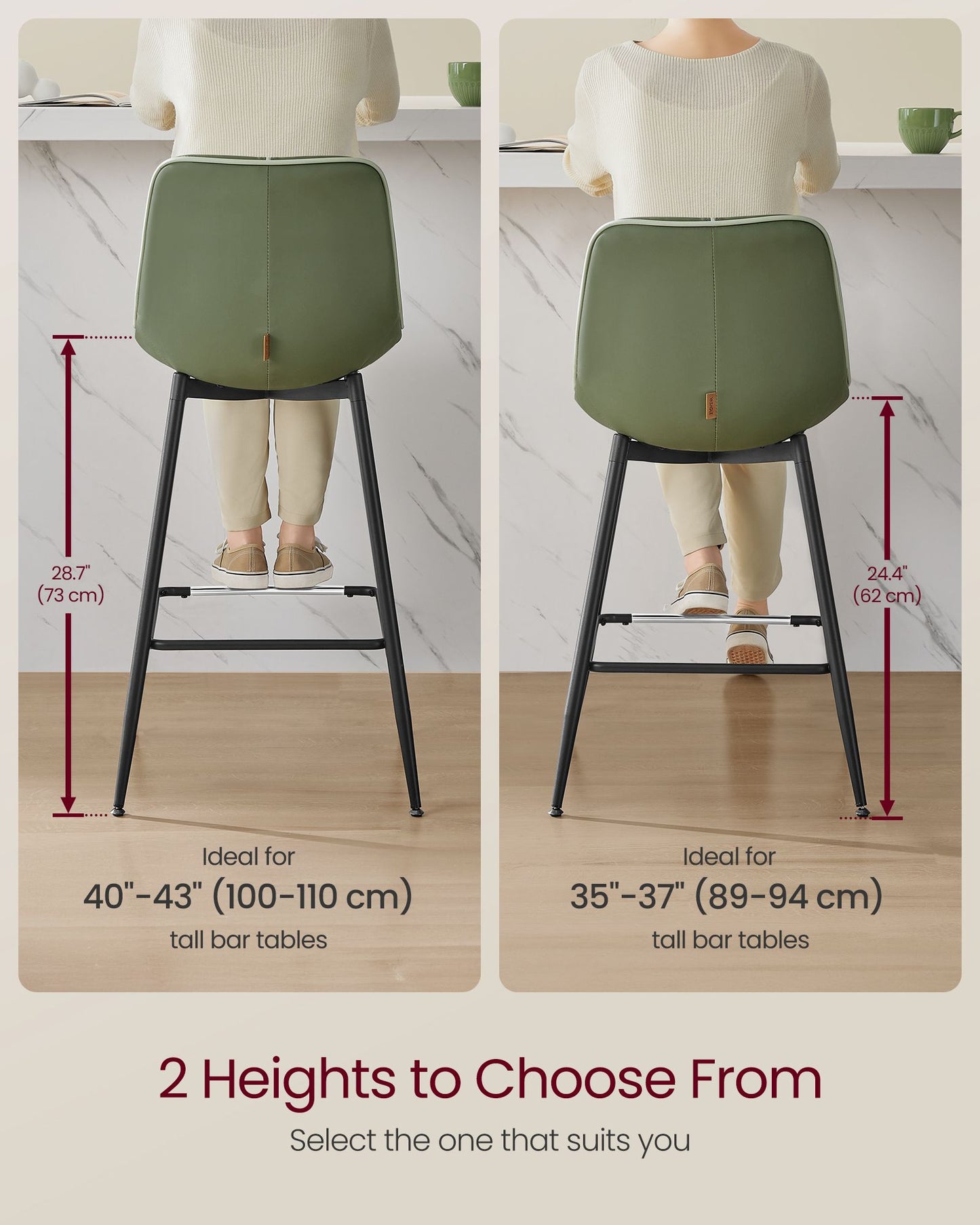 Bar Height Bar Stools with Back Set of 2