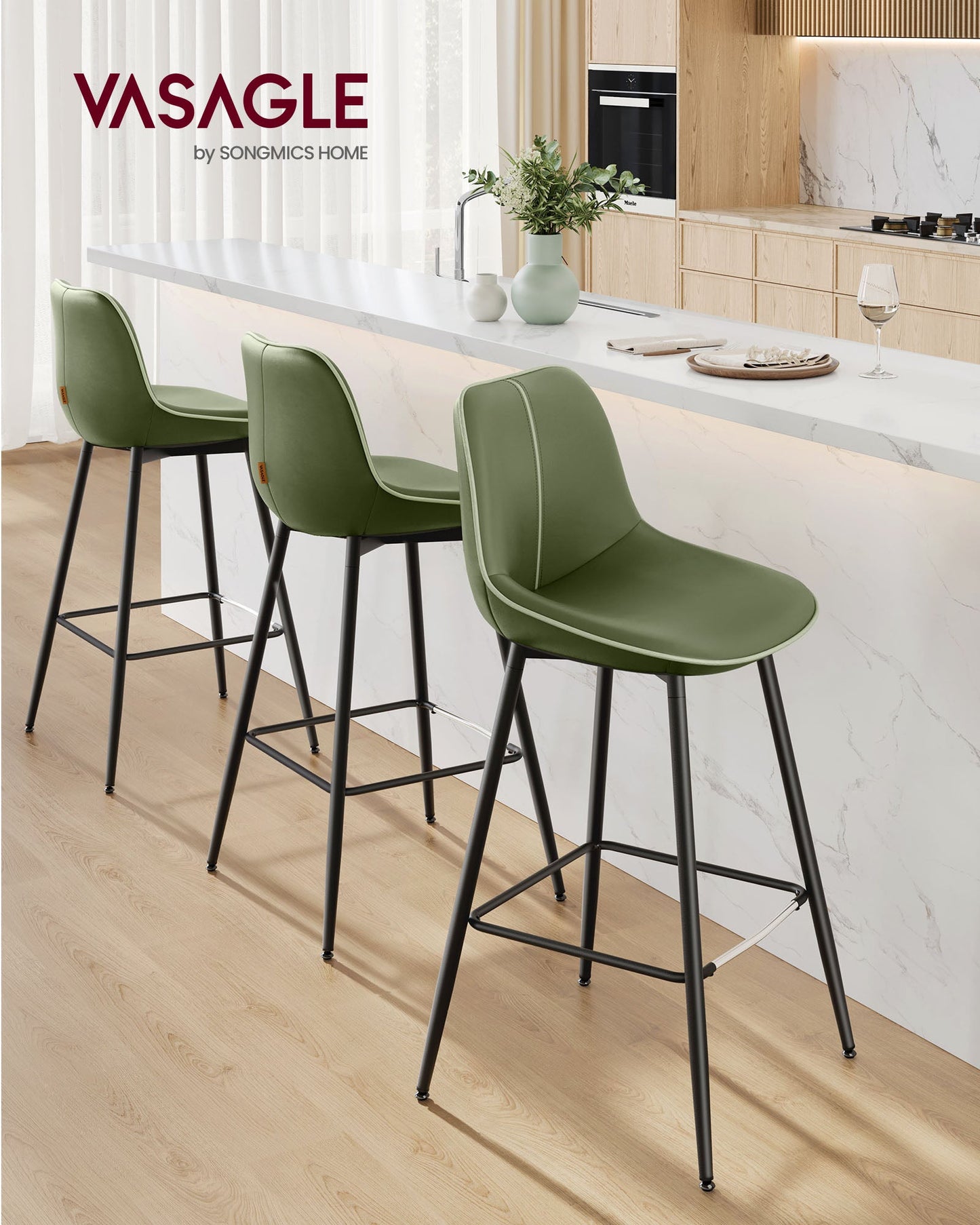Bar Height Bar Stools with Back Set of 2