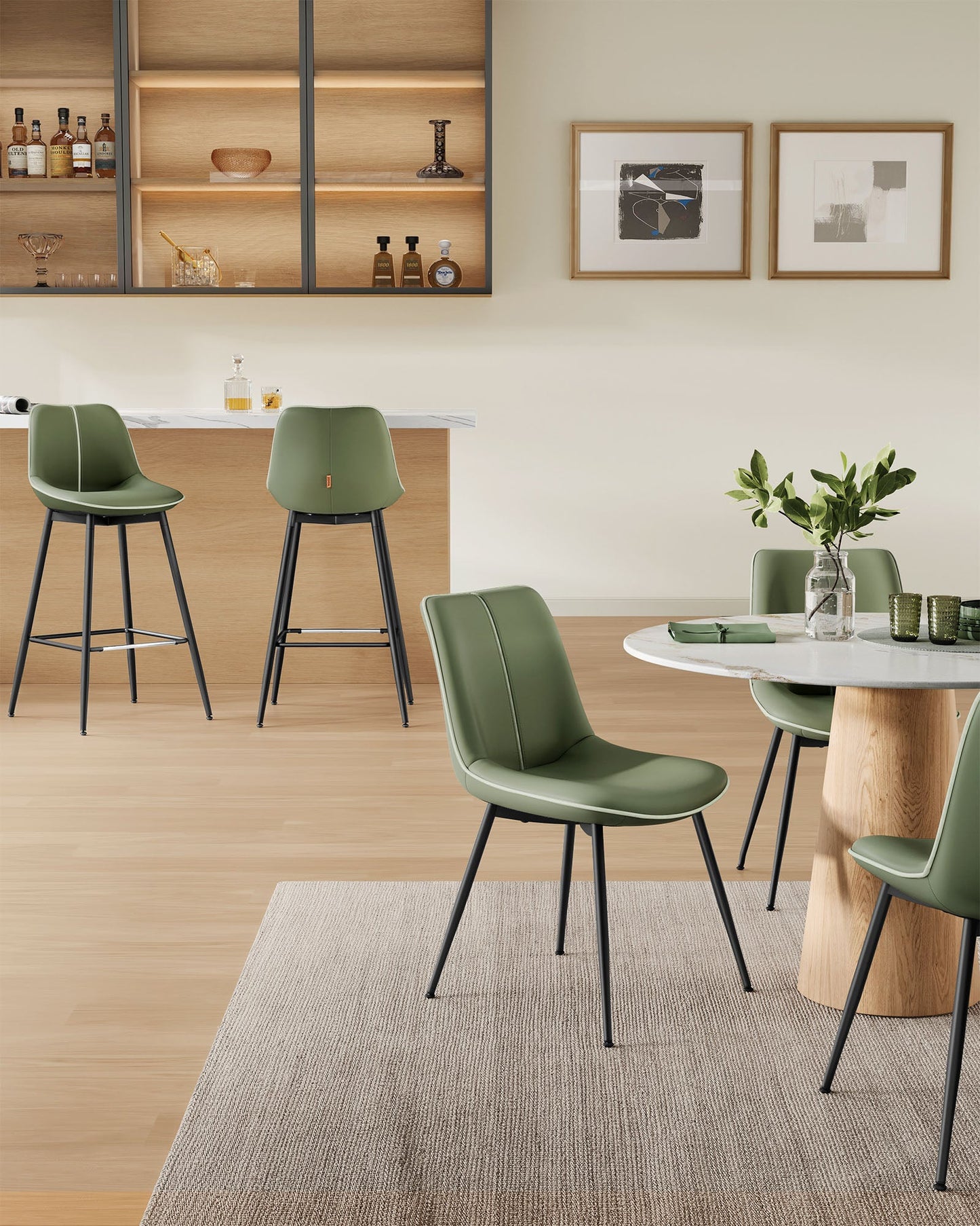 Bar Height Bar Stools with Back Set of 2