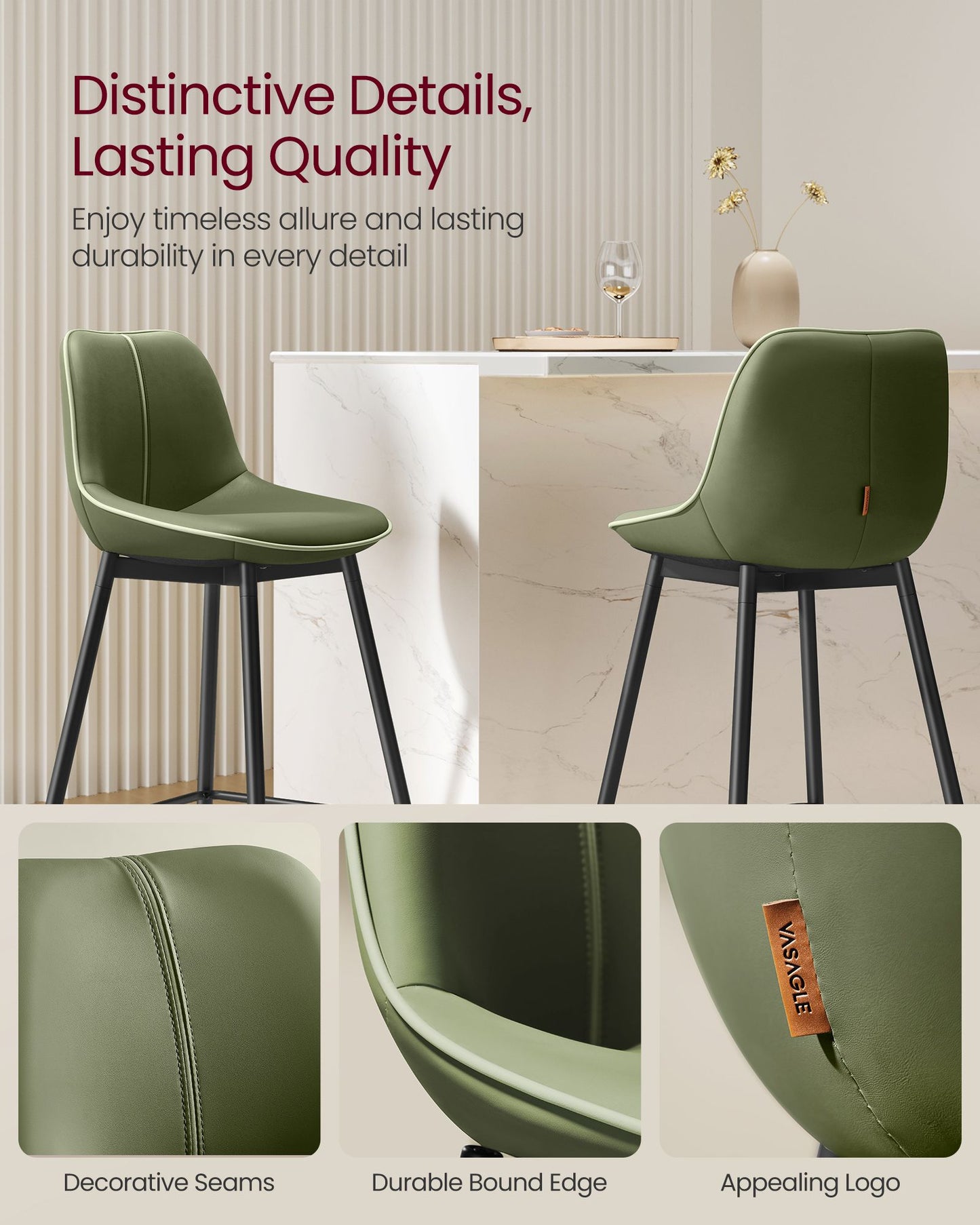 Bar Height Bar Stools with Back Set of 2