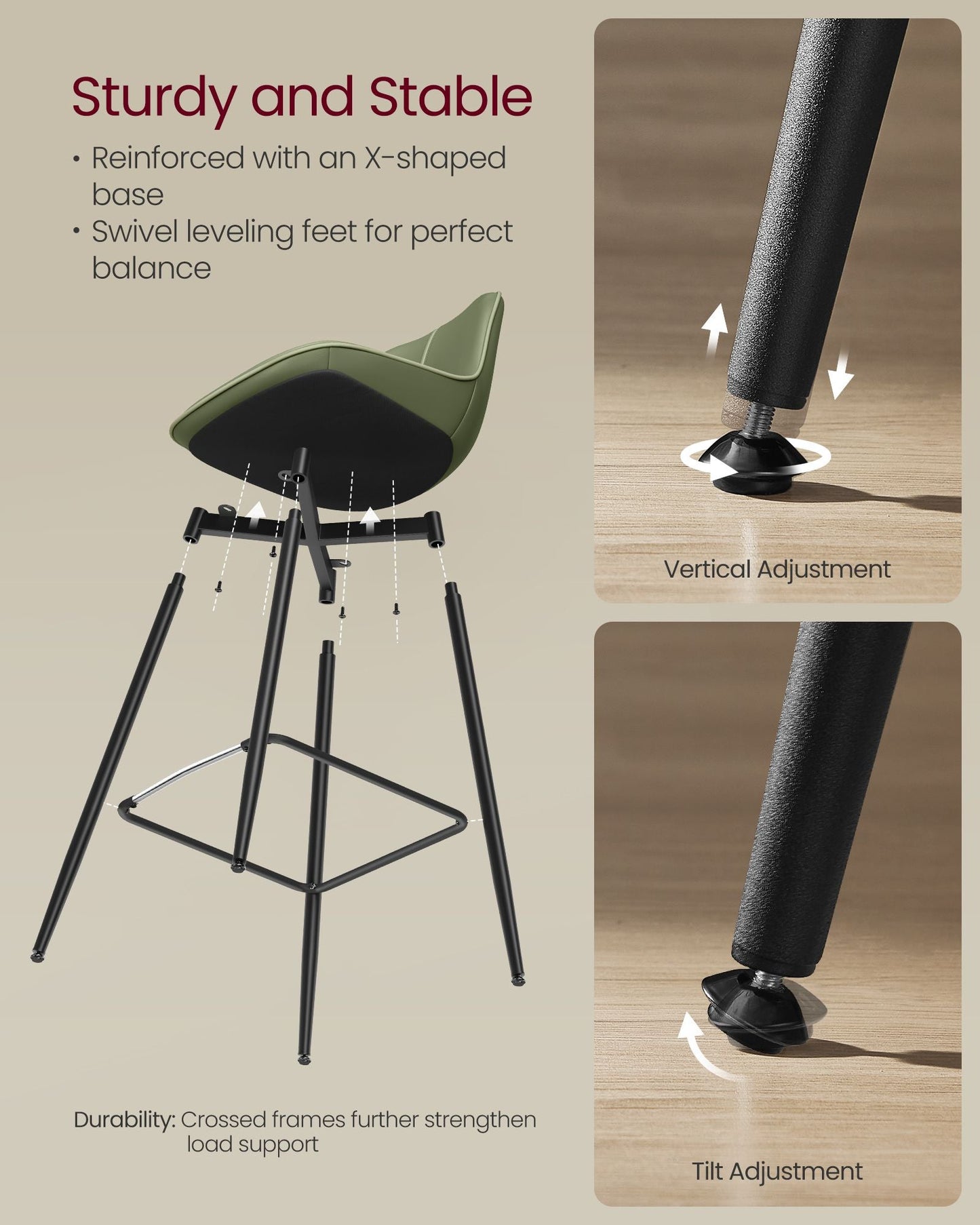 Bar Height Bar Stools with Back Set of 2