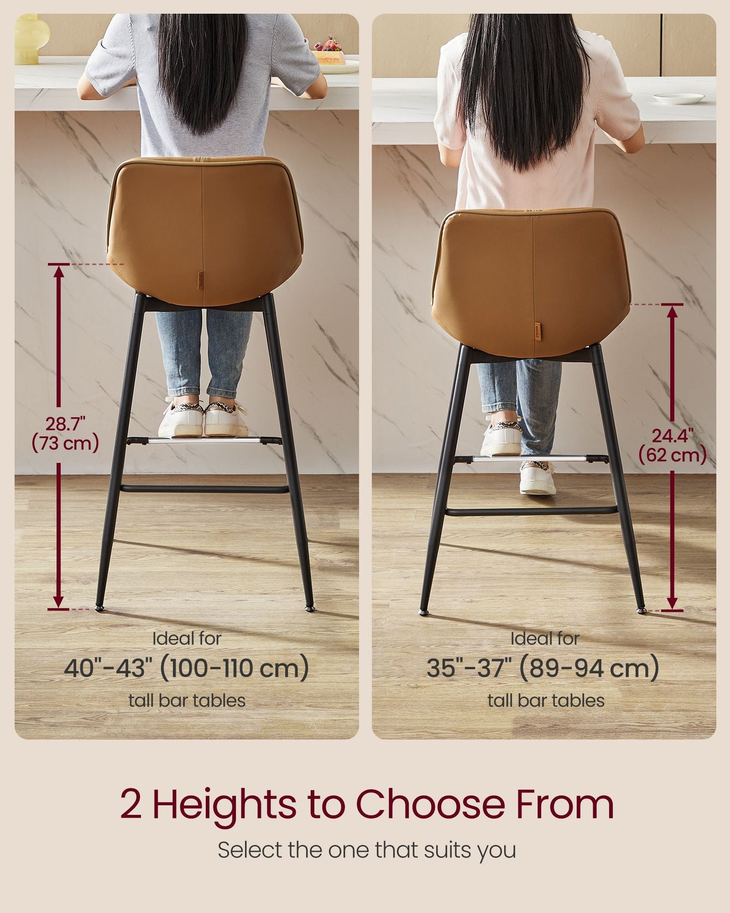 Bar Height Bar Stools with Back Set of 2