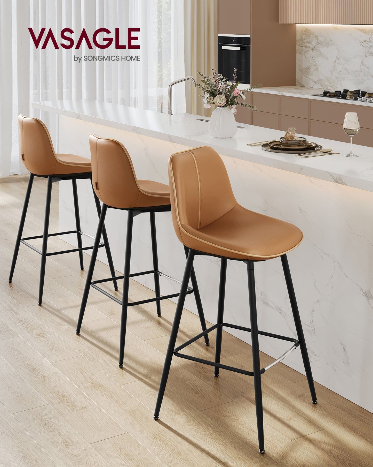 Bar Height Bar Stools with Back Set of 2