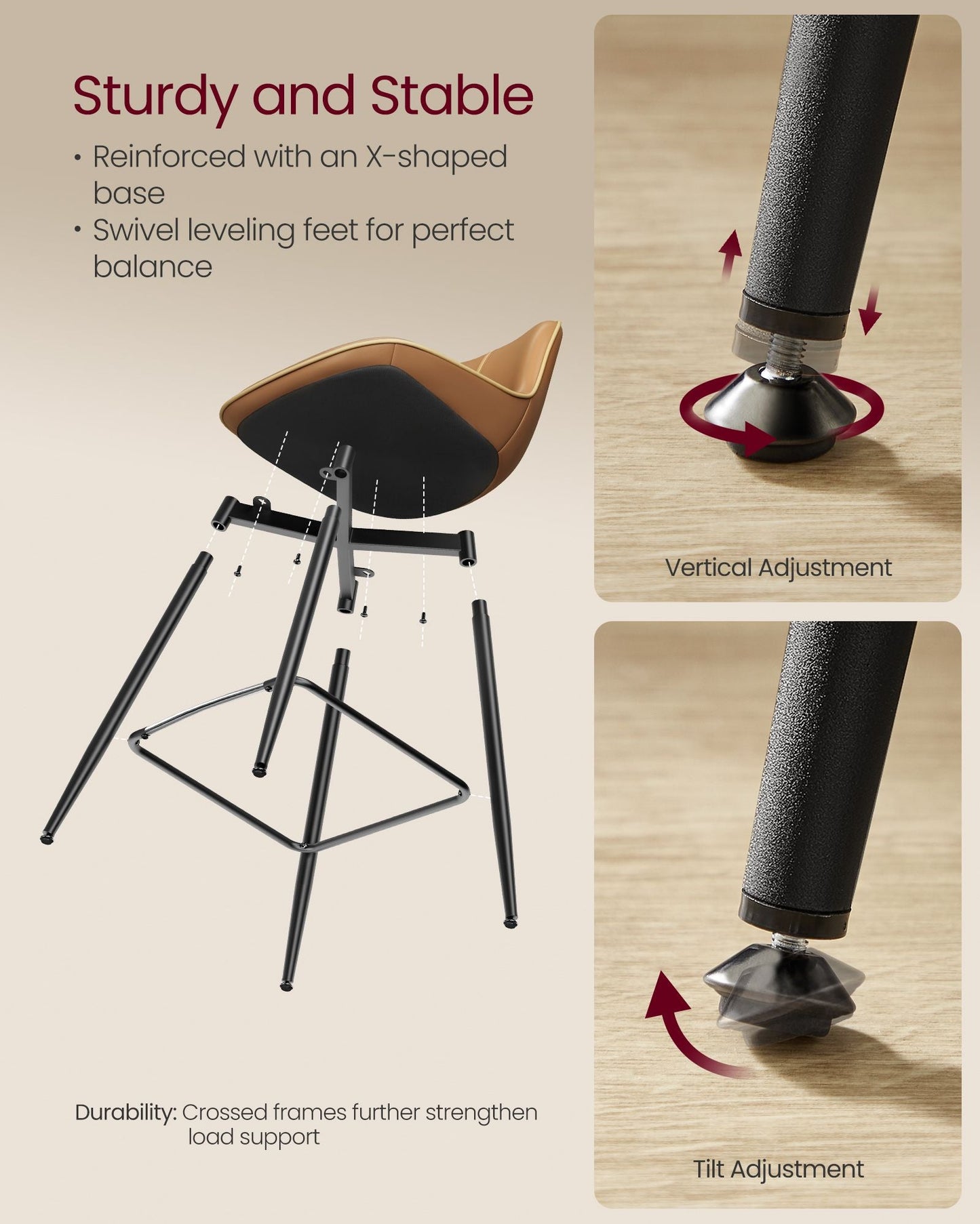 Bar Height Bar Stools with Back Set of 2