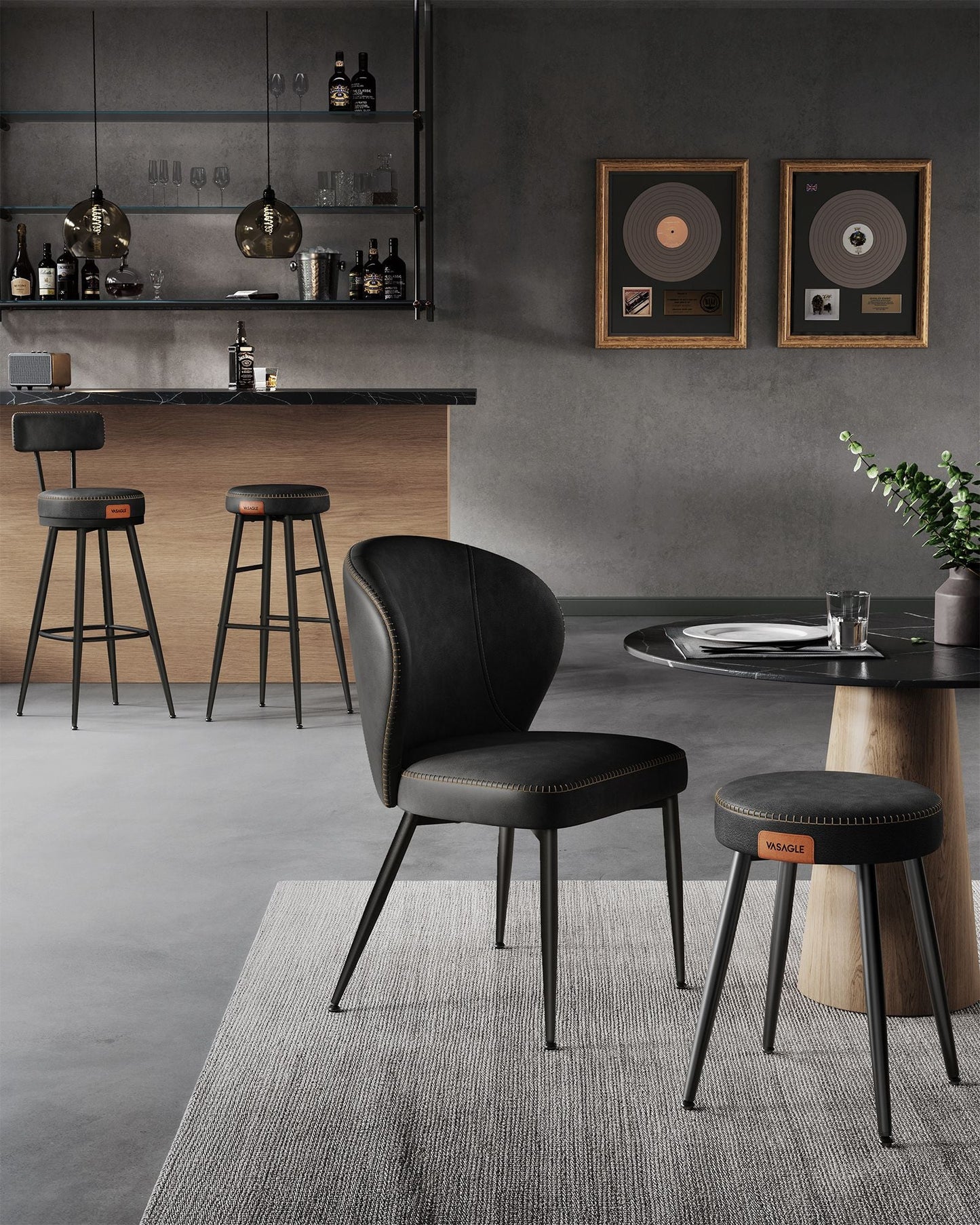 EKHO Collection - Swivel Bar Stools with Backs, 30-Inch Tall