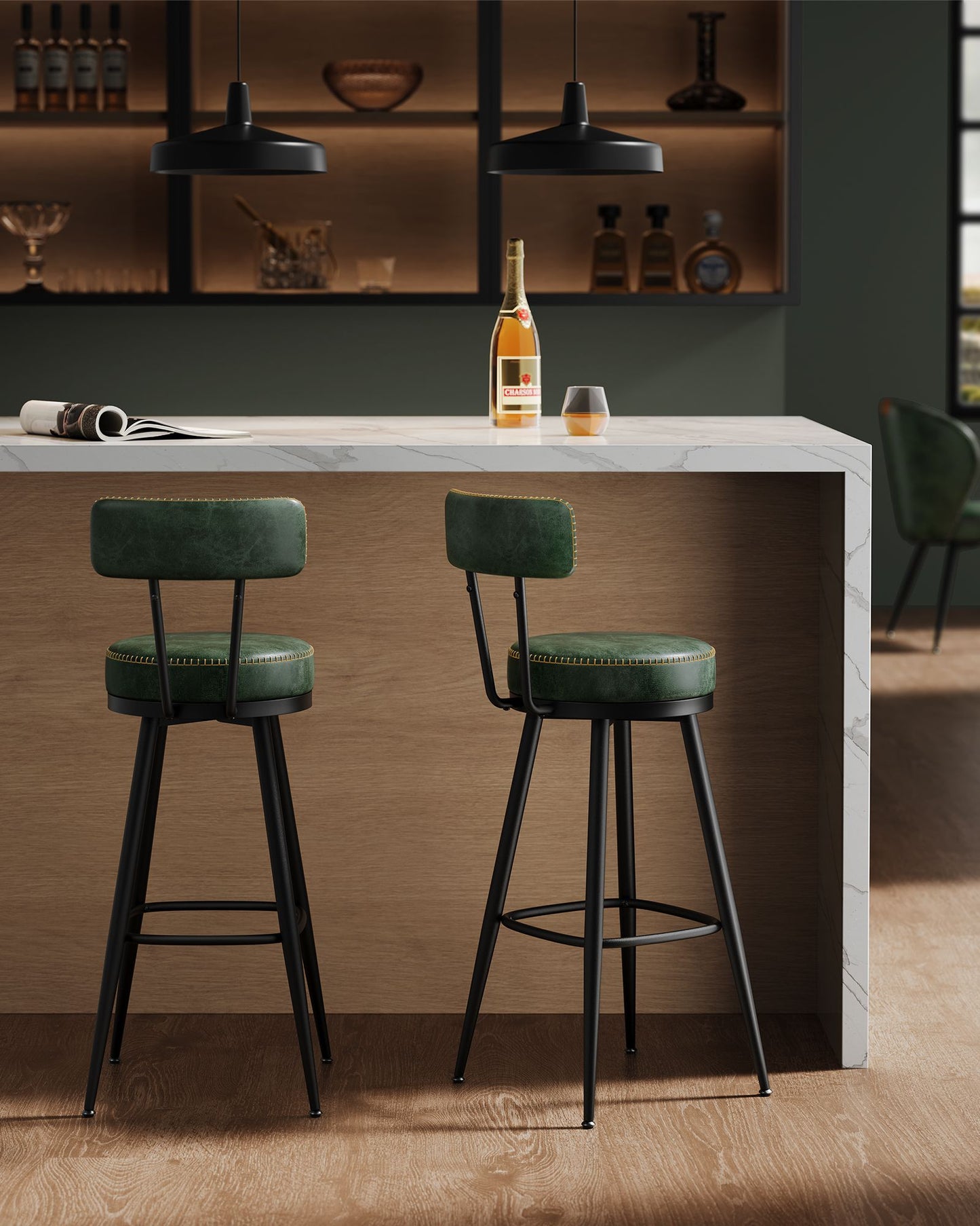 EKHO Collection - Swivel Bar Stools with Backs, 30-Inch Tall
