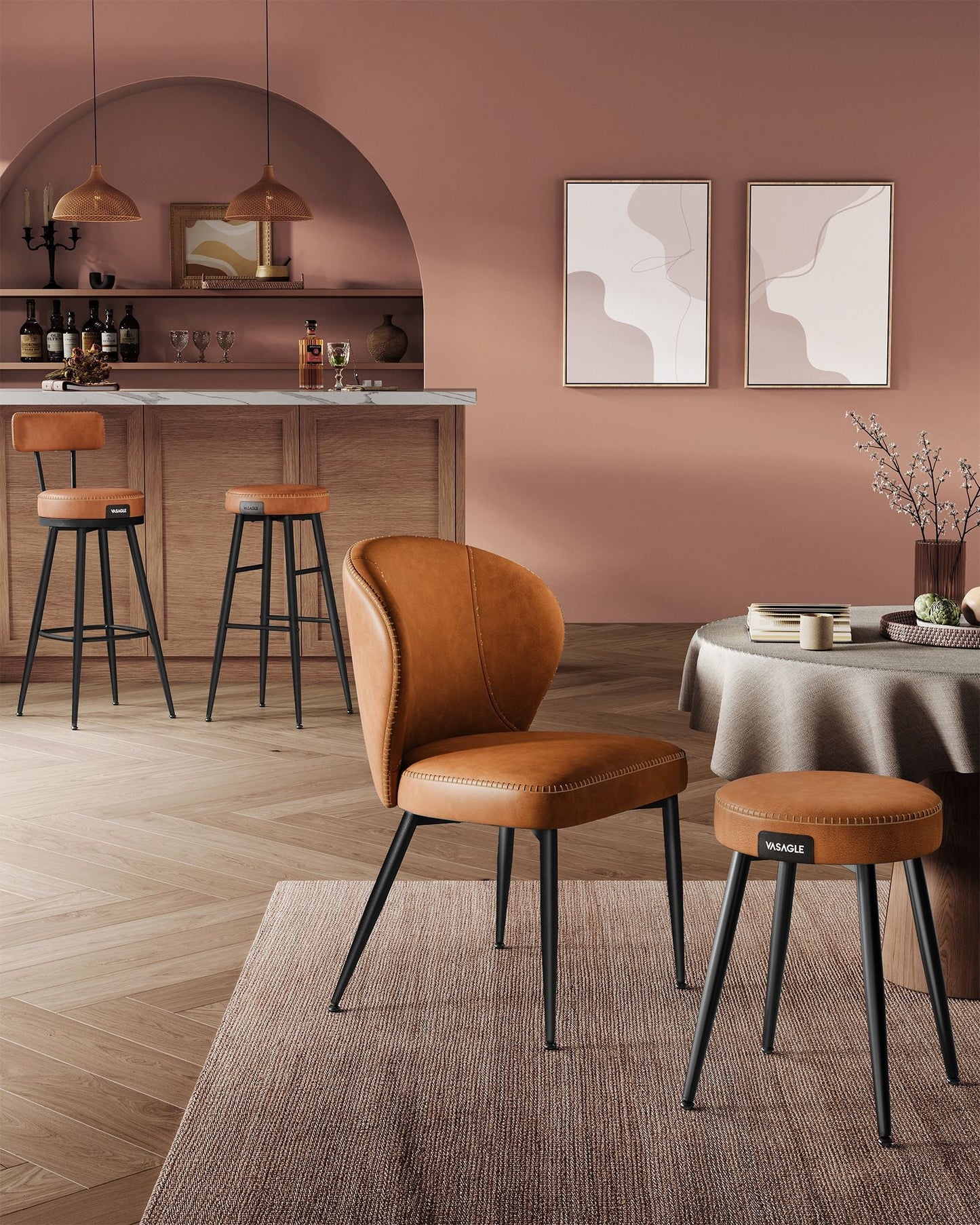 EKHO Collection - Swivel Bar Stools with Backs, 30-Inch Tall