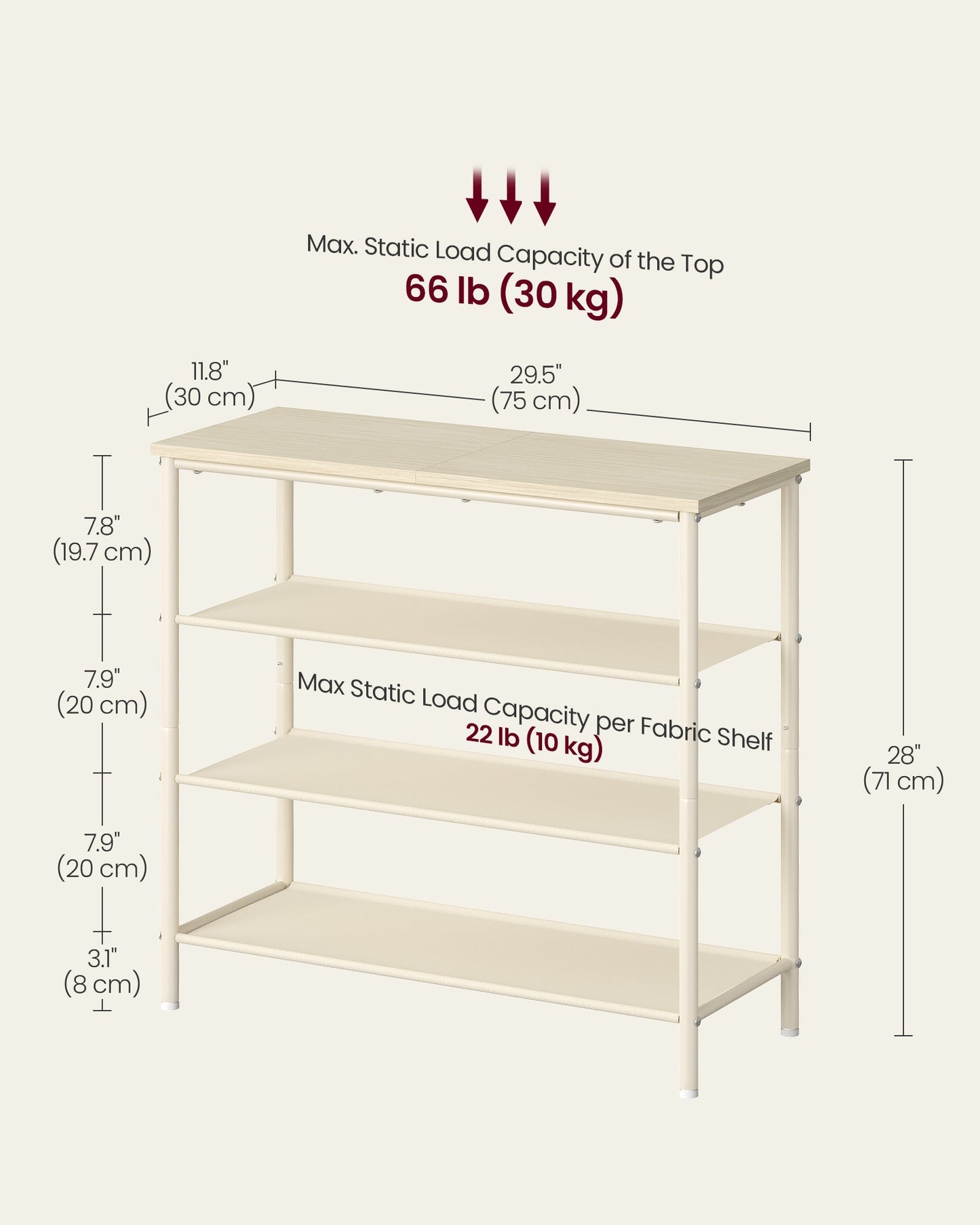4 Tier Shoe Storage Rack for 9-12 Pairs of Shoes