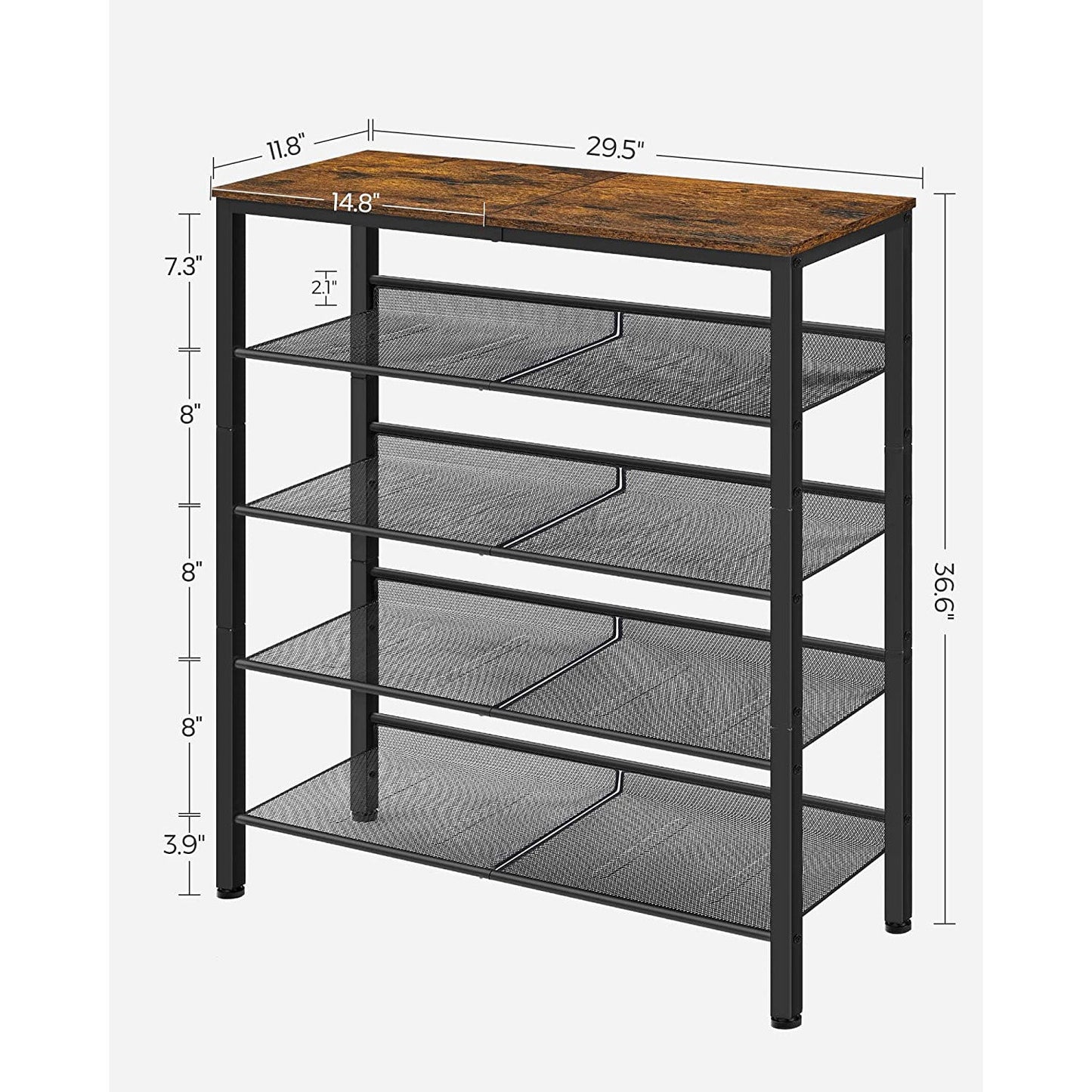 5-Tier Shoe Rack with Storage Shelves and Spacious Top