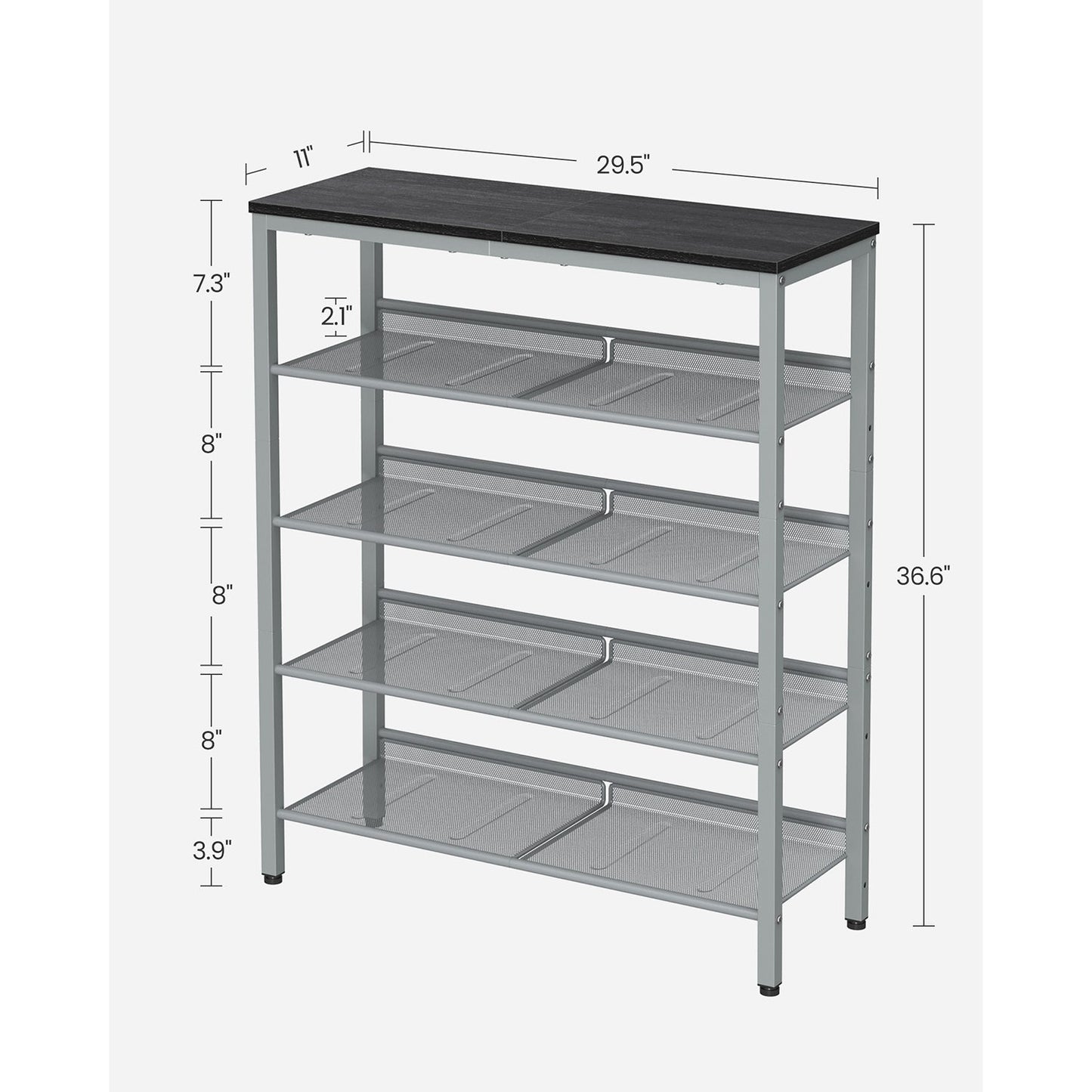 5-Tier Shoe Rack with Storage Shelves and Spacious Top