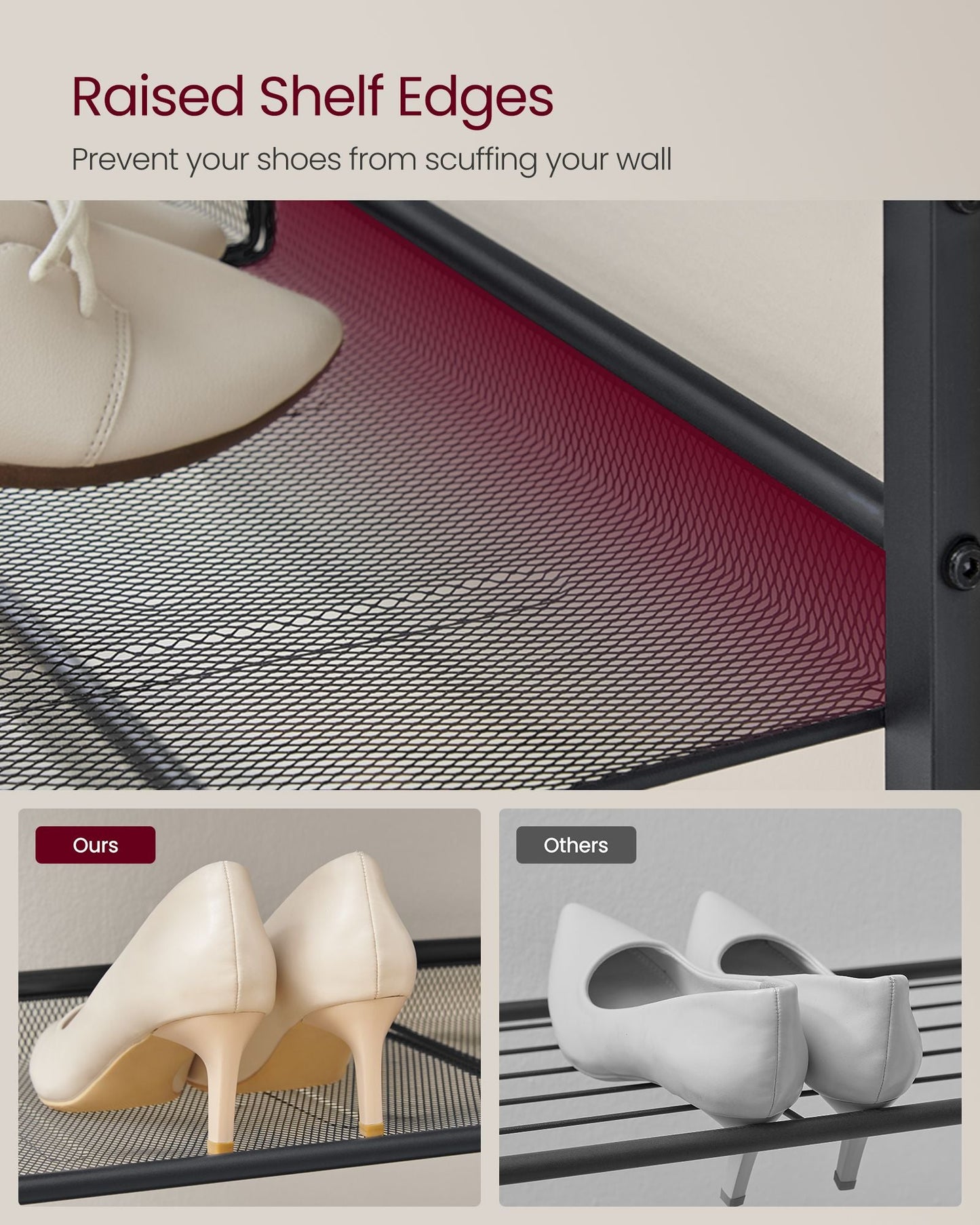 5-Tier Shoe Rack with Storage Shelves and Spacious Top
