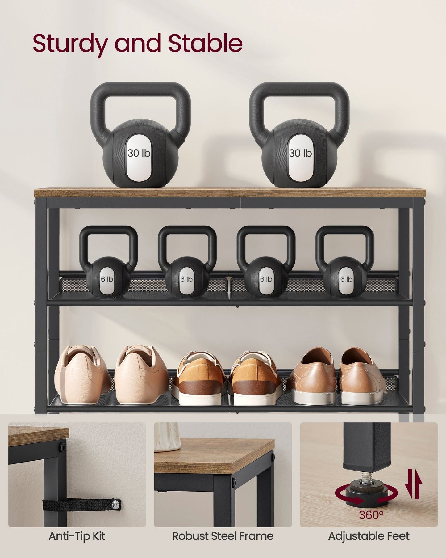 5-Tier Shoe Rack with Storage Shelves and Spacious Top