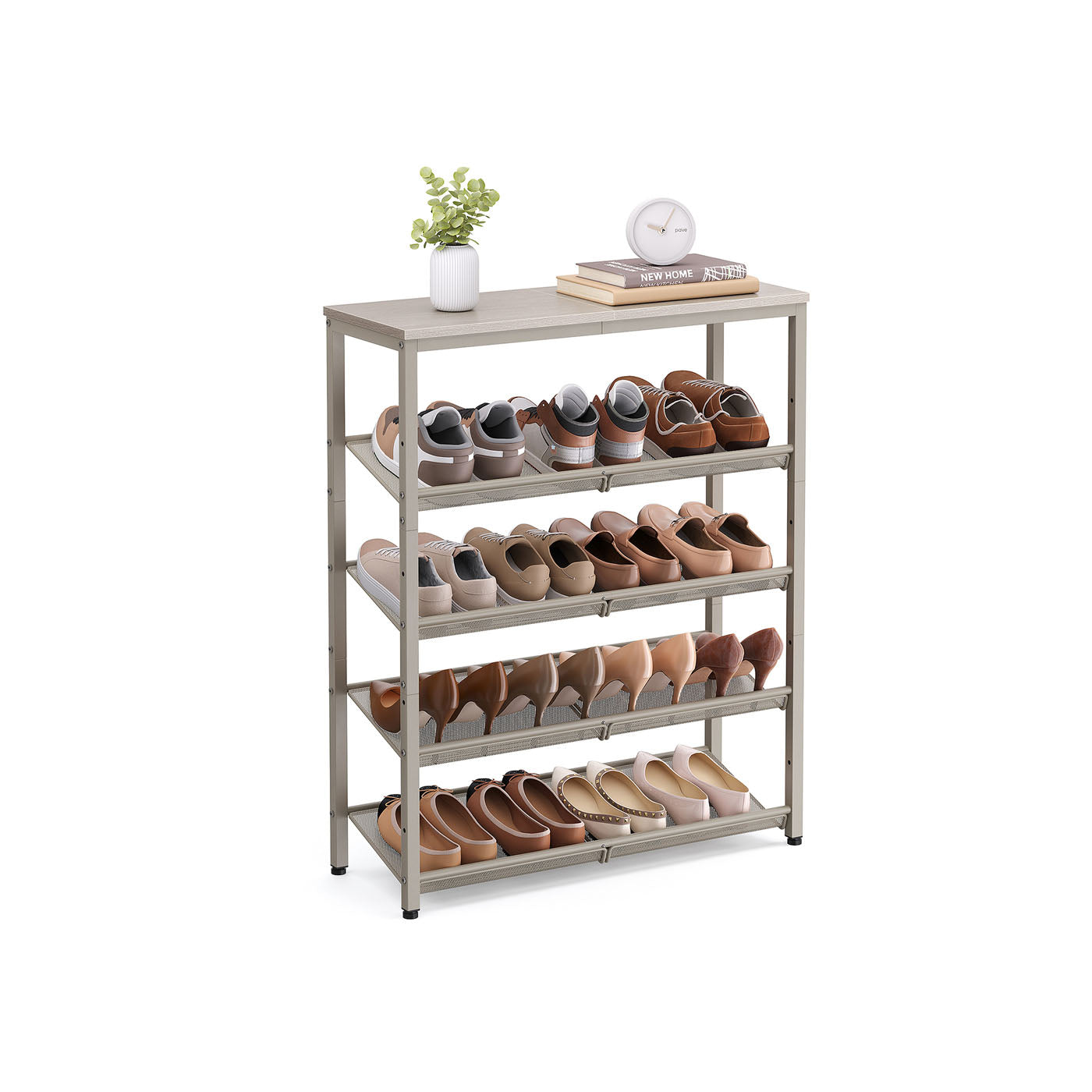 5-Tier Shoe Rack with Storage Shelves and Spacious Top