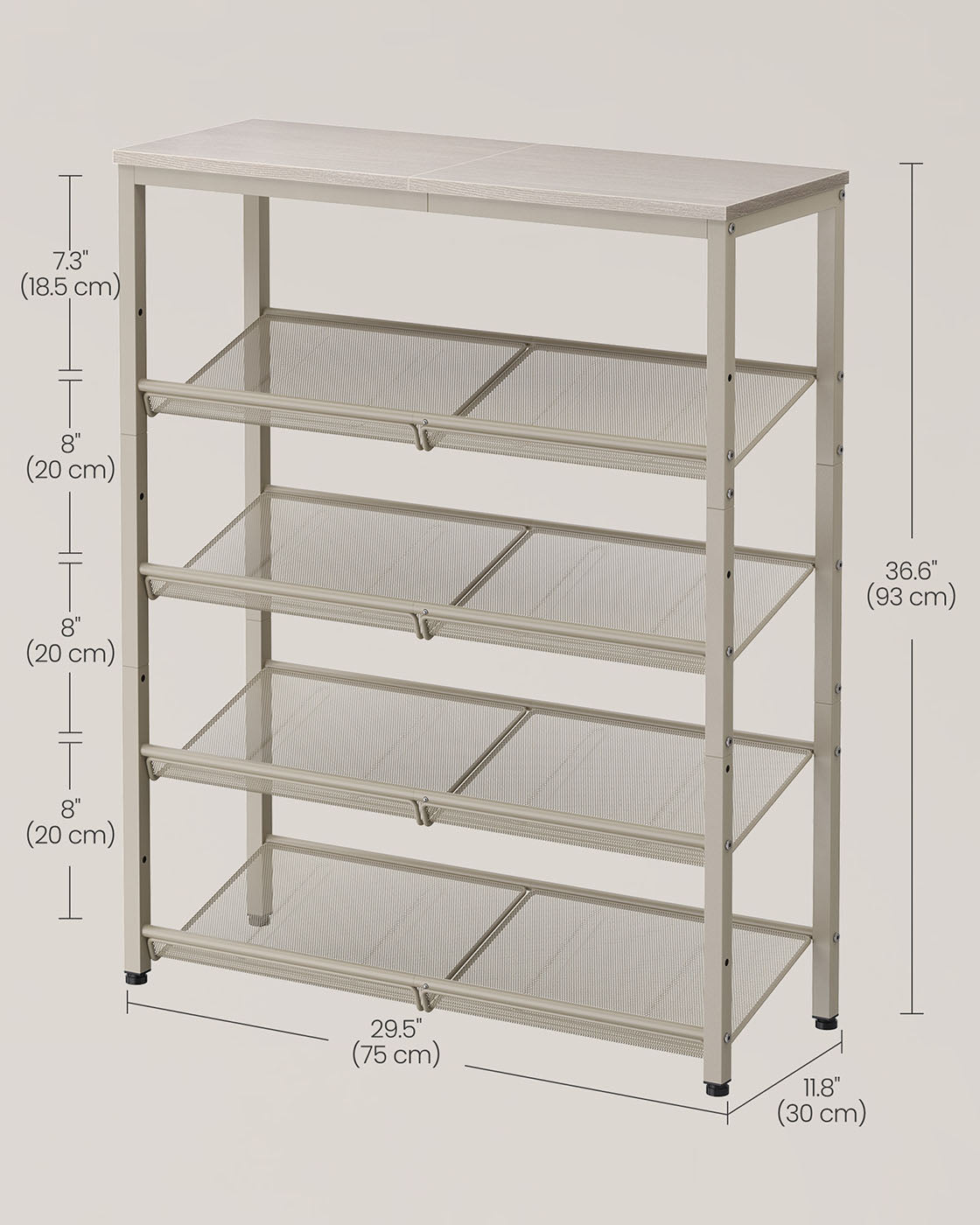 5-Tier Shoe Rack with Storage Shelves and Spacious Top