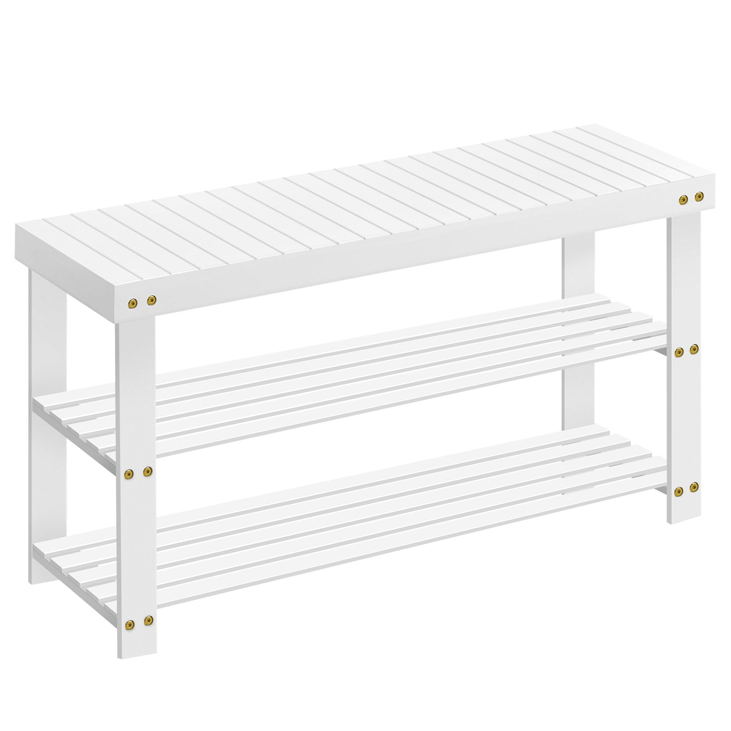 Shoe Rack Bench, 3-Tier Bamboo Shoe Storage Organizer, Entryway Bench