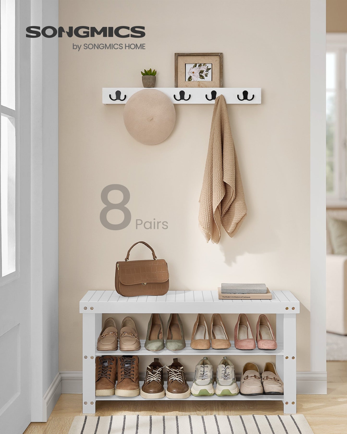 Shoe Rack Bench, 3-Tier Bamboo Shoe Storage Organizer, Entryway Bench