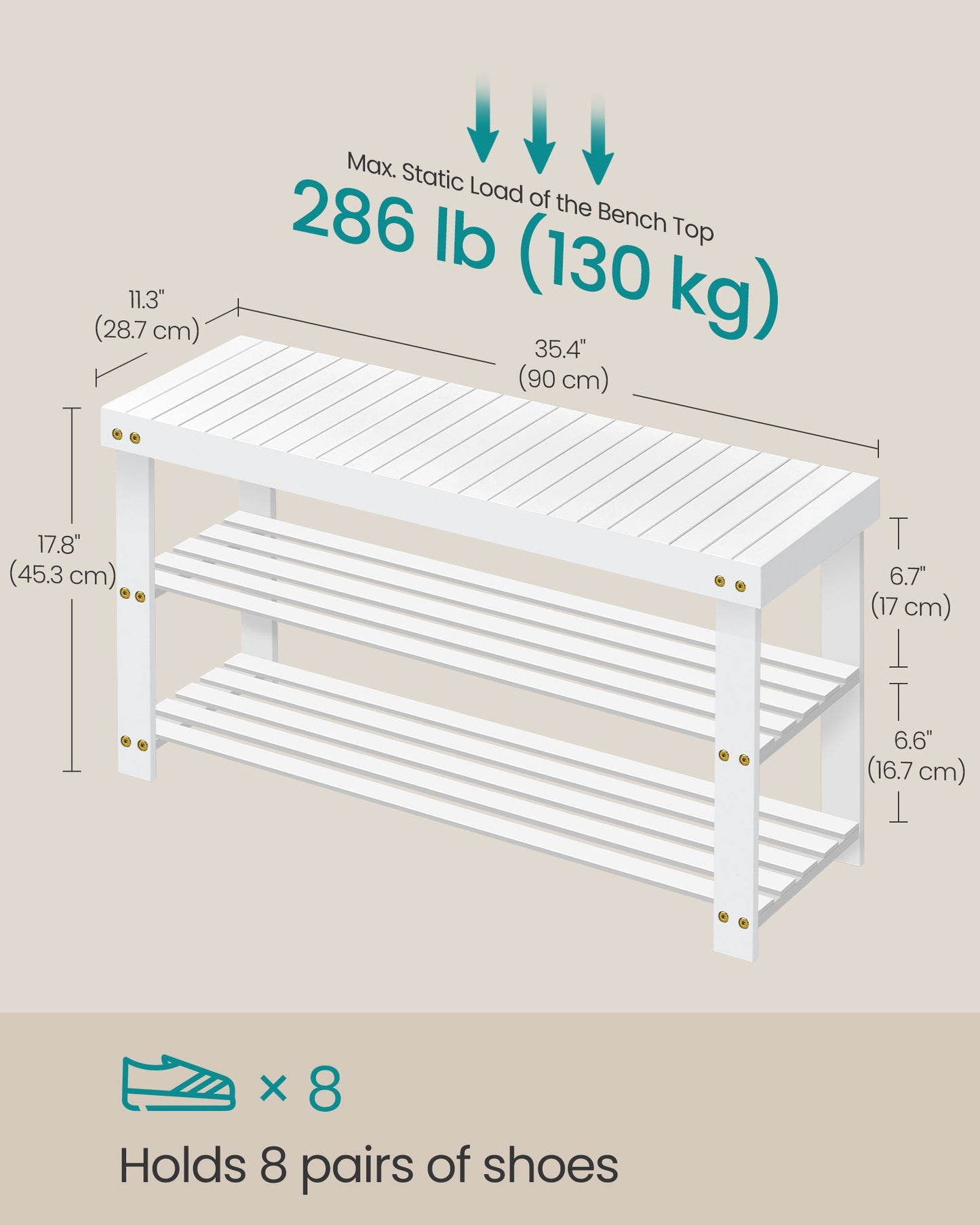 Shoe Rack Bench, 3-Tier Bamboo Shoe Storage Organizer, Entryway Bench