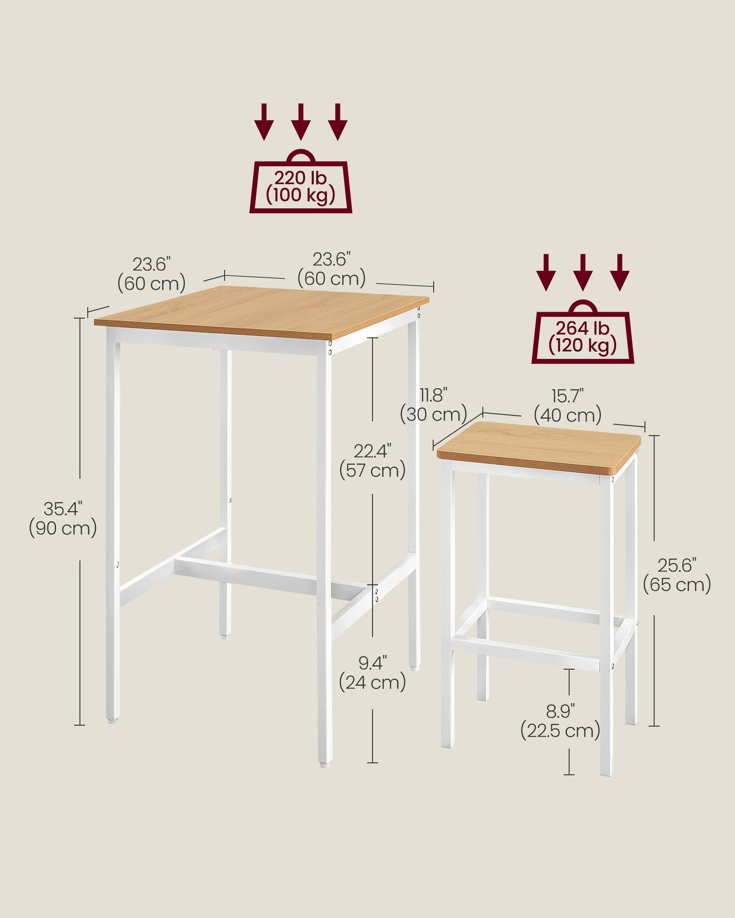 Bar Table and Chairs Set