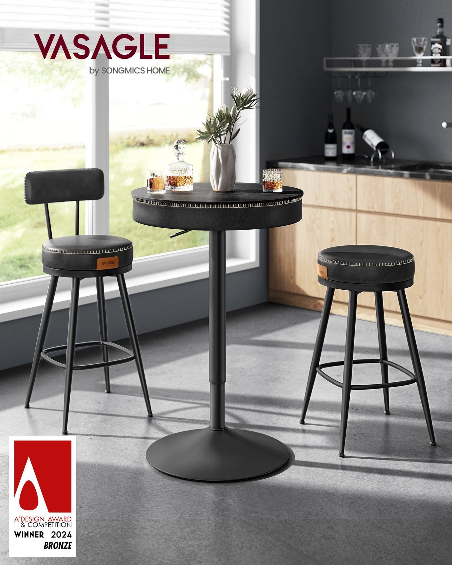 EKHO Collection - Height Adjustable Bar Table Set of 2