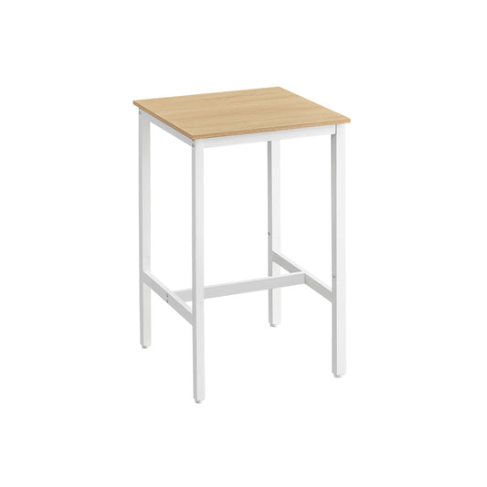 Bar Table with Metal Frame Oak Beige and White