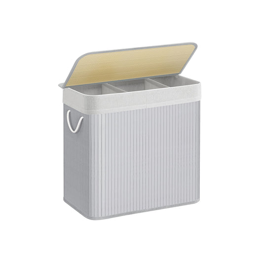 3-Section Laundry Hamper with Lid 39.6 Gallons (150L)