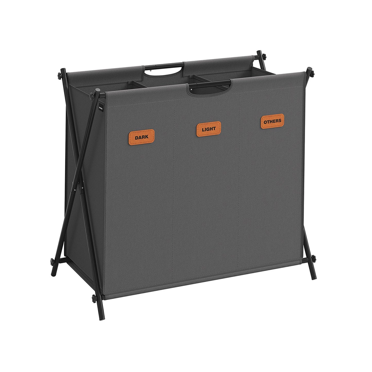 Laundry Hamper 3 Sections with Collapsible X-Frame, 35.7 Gal.