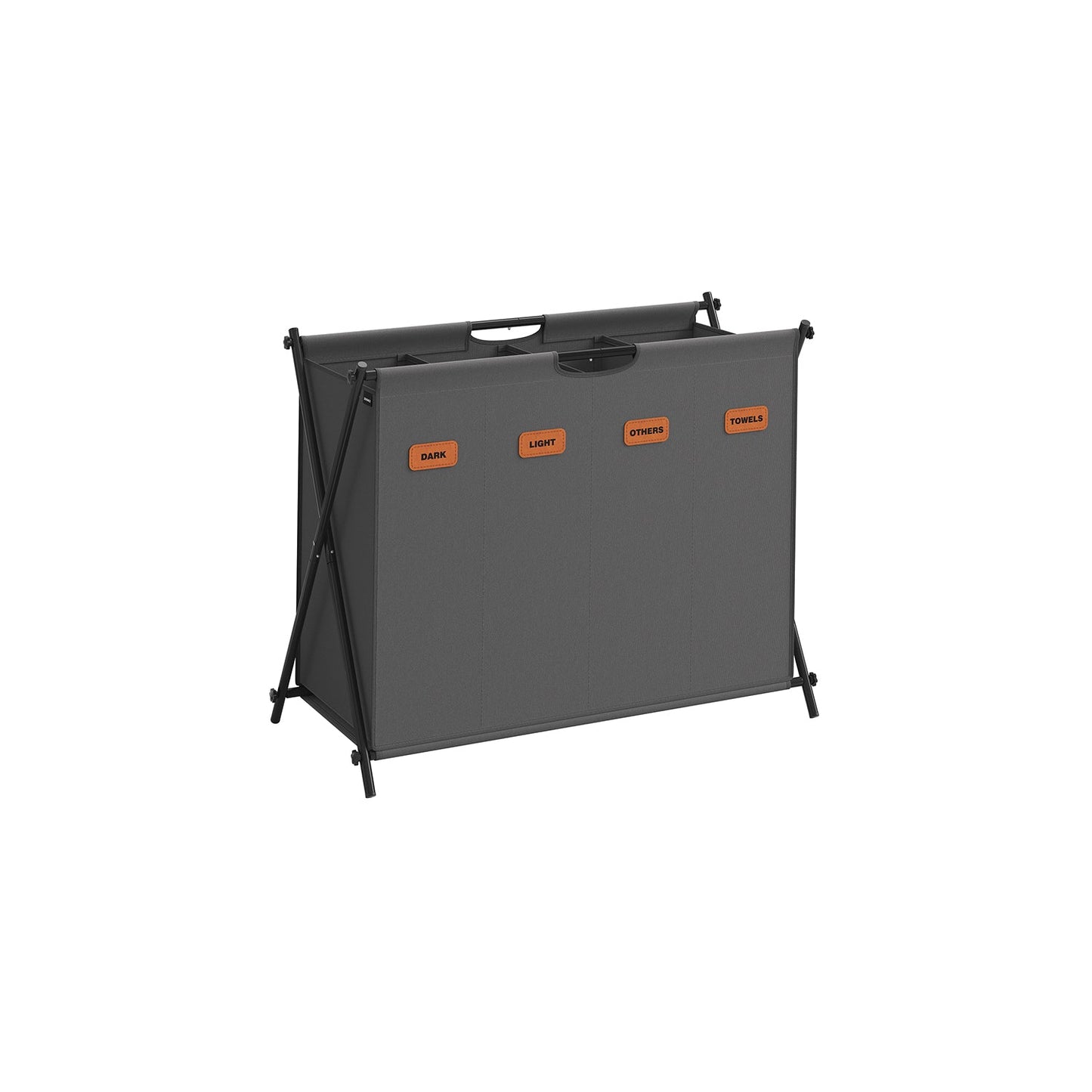 Laundry Hamper 4 Sections with Collapsible X-Frame, 40.9 Gal.