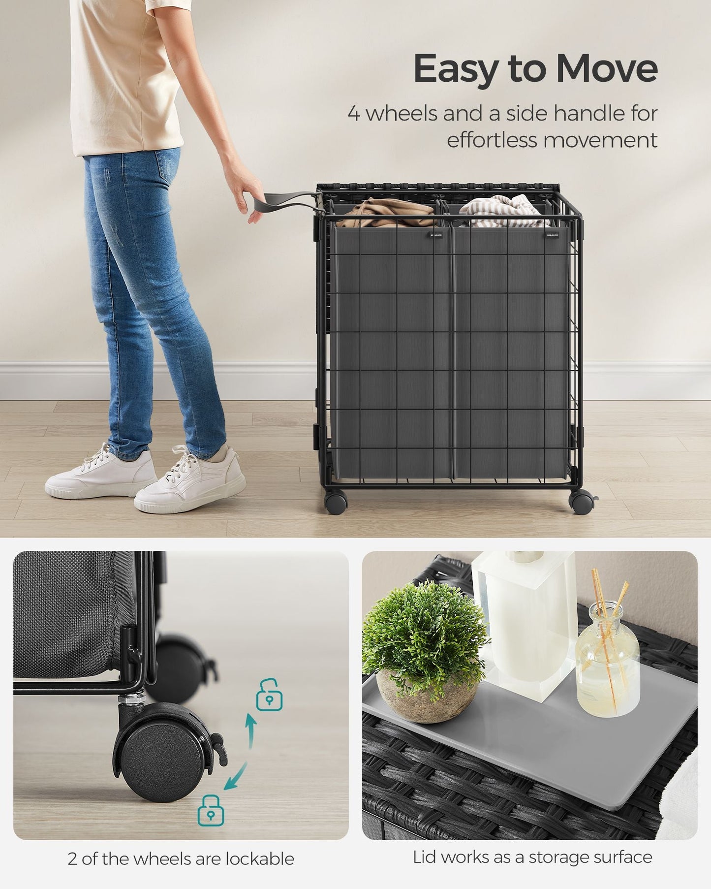 29.1-Gallon Laundry Hamper with Wheels