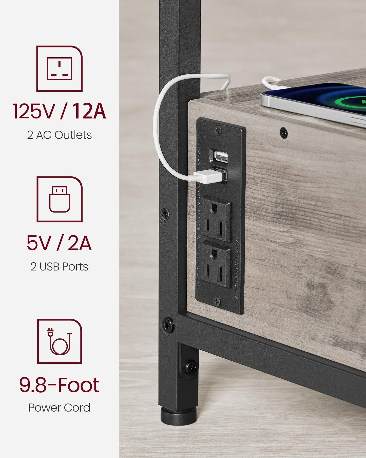 Lift Top Coffee Table with Storage Drawers and Charging Station