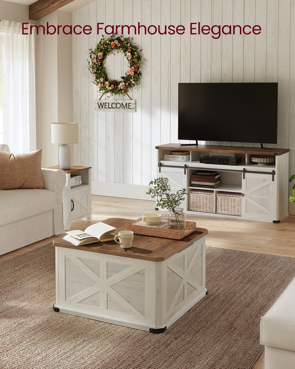 Farmhouse Coffee Table with Storage
