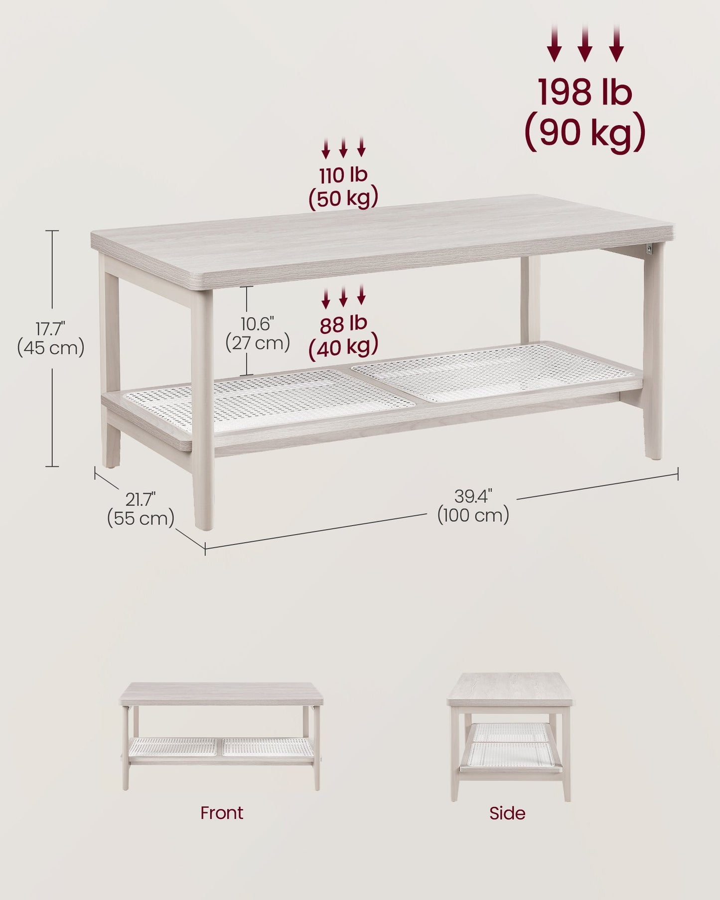 2-Tier Rectangular Coffee Table