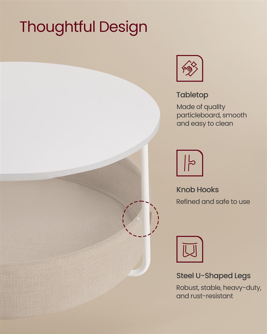Coffee Table with Fabric Basket