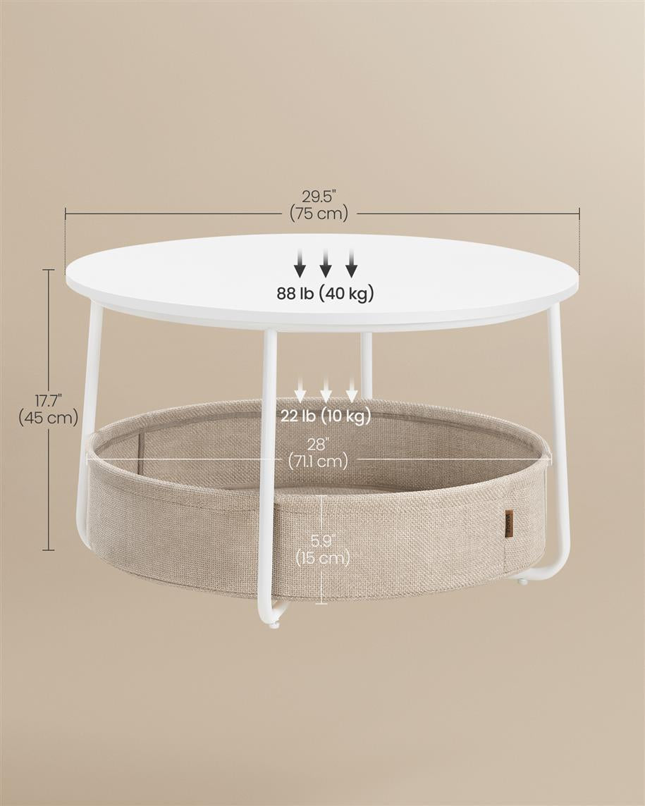 Coffee Table with Fabric Basket