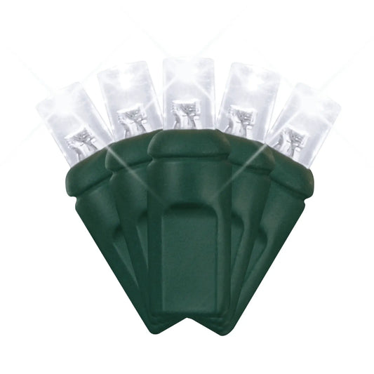 LED Mini Lights 5MM Pure White Twinkle Green Wire  6" Spacing