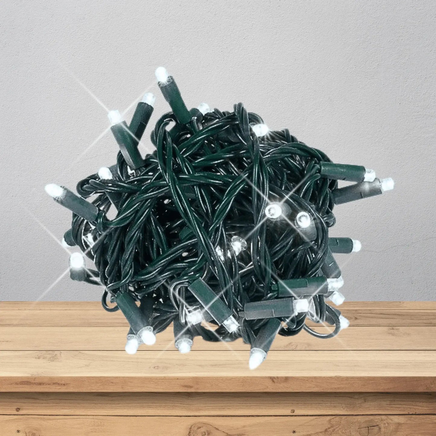 LED Mini Lights 5MM Pure White Twinkle Green Wire  6" Spacing