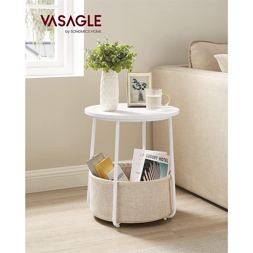 Modern Nightstand with Fabric Basket